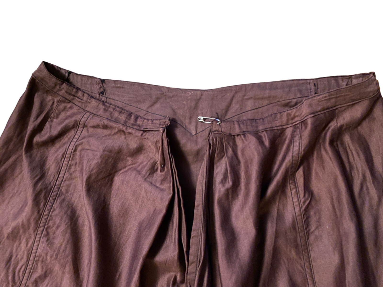 Antique Victorian Edwardian Petticoat Skirt Slip Brown Vintage 1890s-1900s