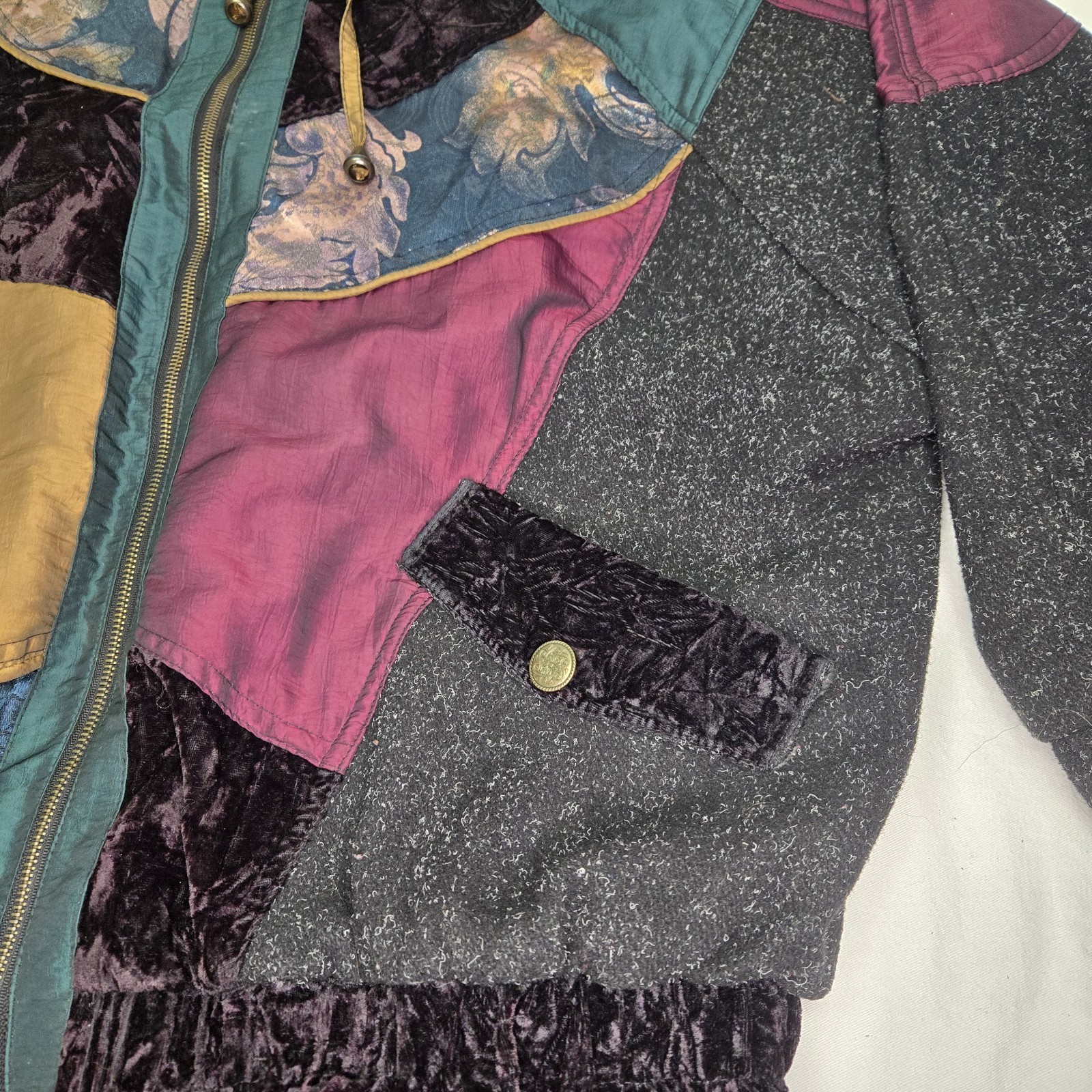 Vintage Charles Klein Women’s Jacket 2X Colorblock Patchwork 80s 90s