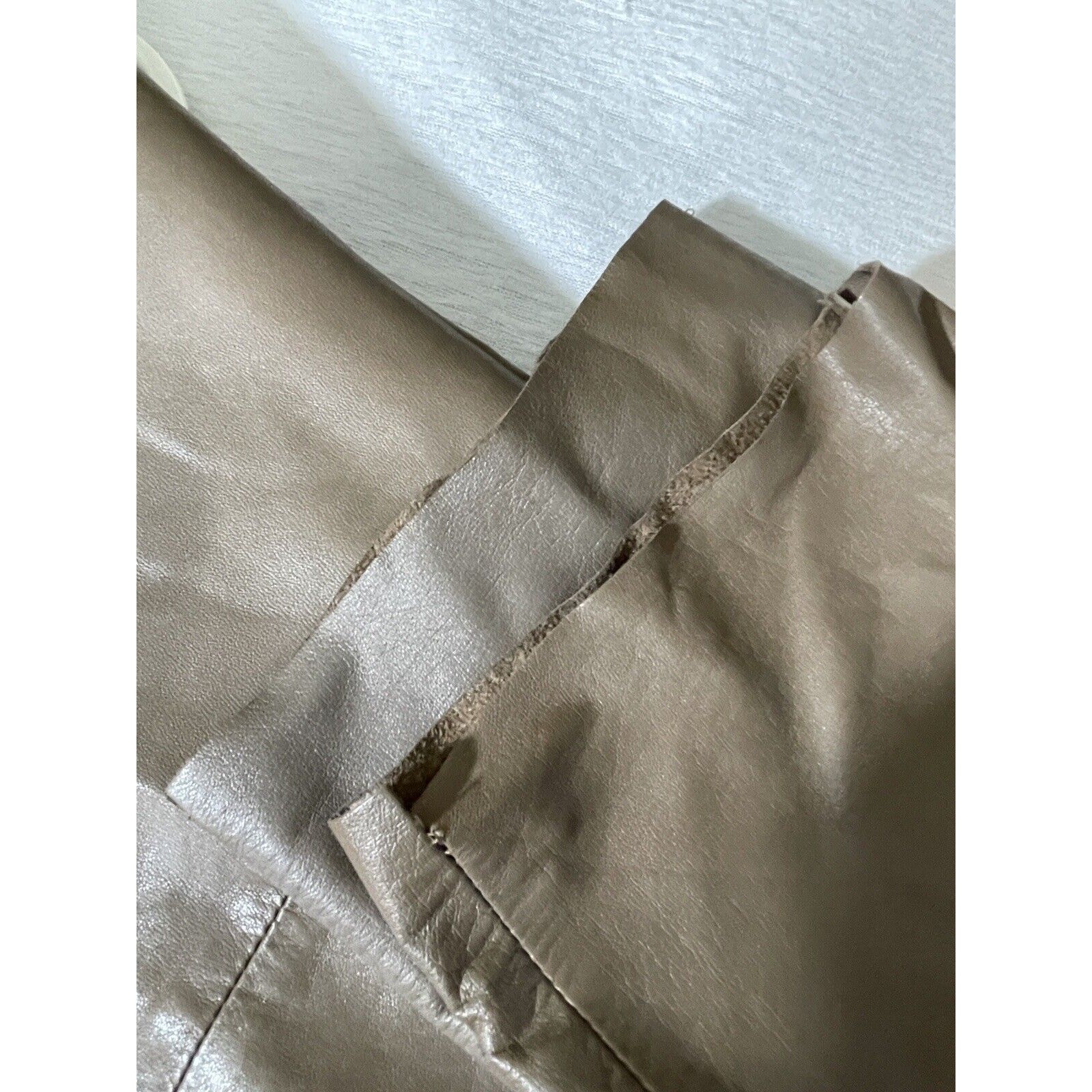 Vintage Suzelle Women’s Leather Pants Tan High Rise Pockets Lined Size 8