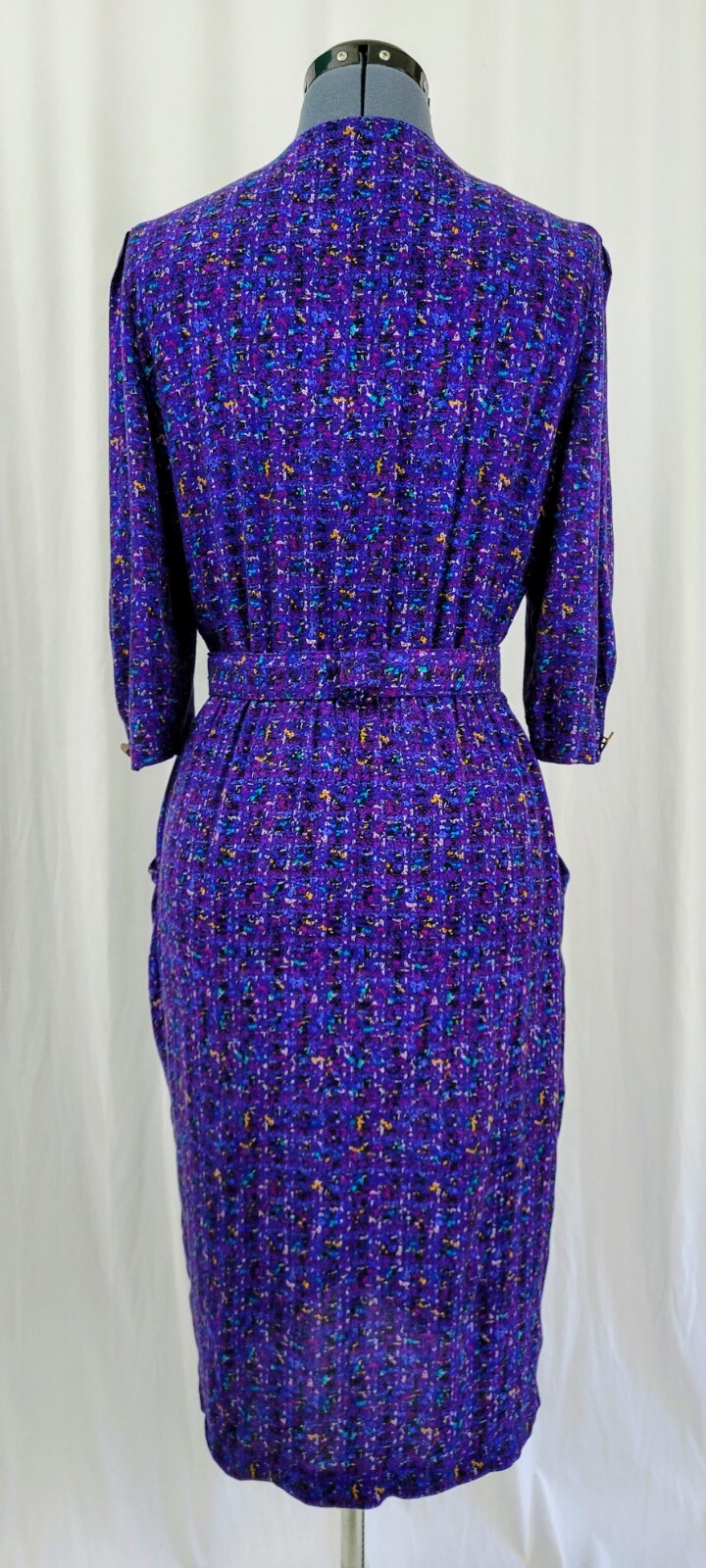 Vintage VLP Petites Purple Button Down Dress w Matching Belt Size S?