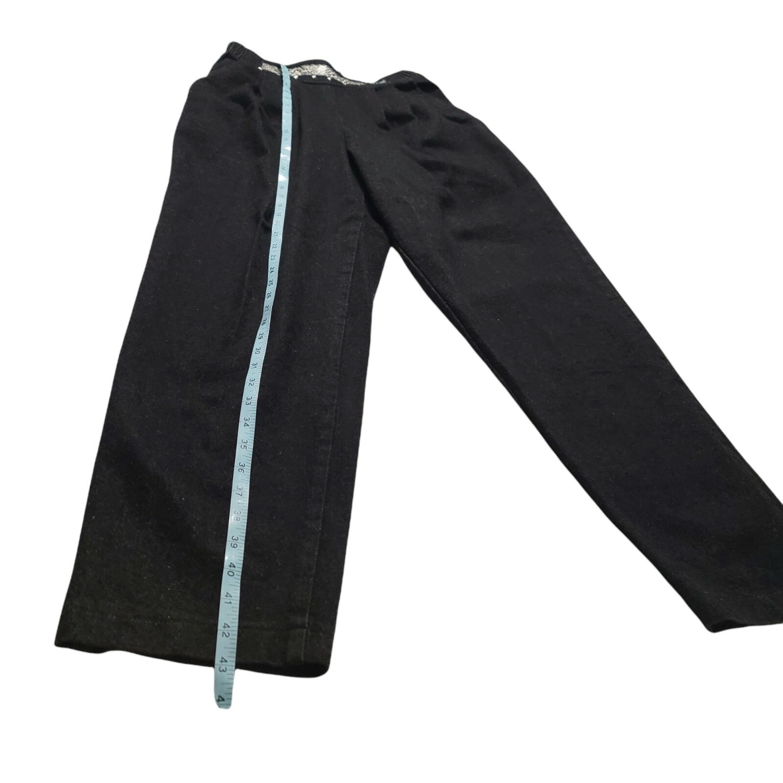Vintage Rio inc High Waist Straigt Leg M Black zip black pleated front Jeans