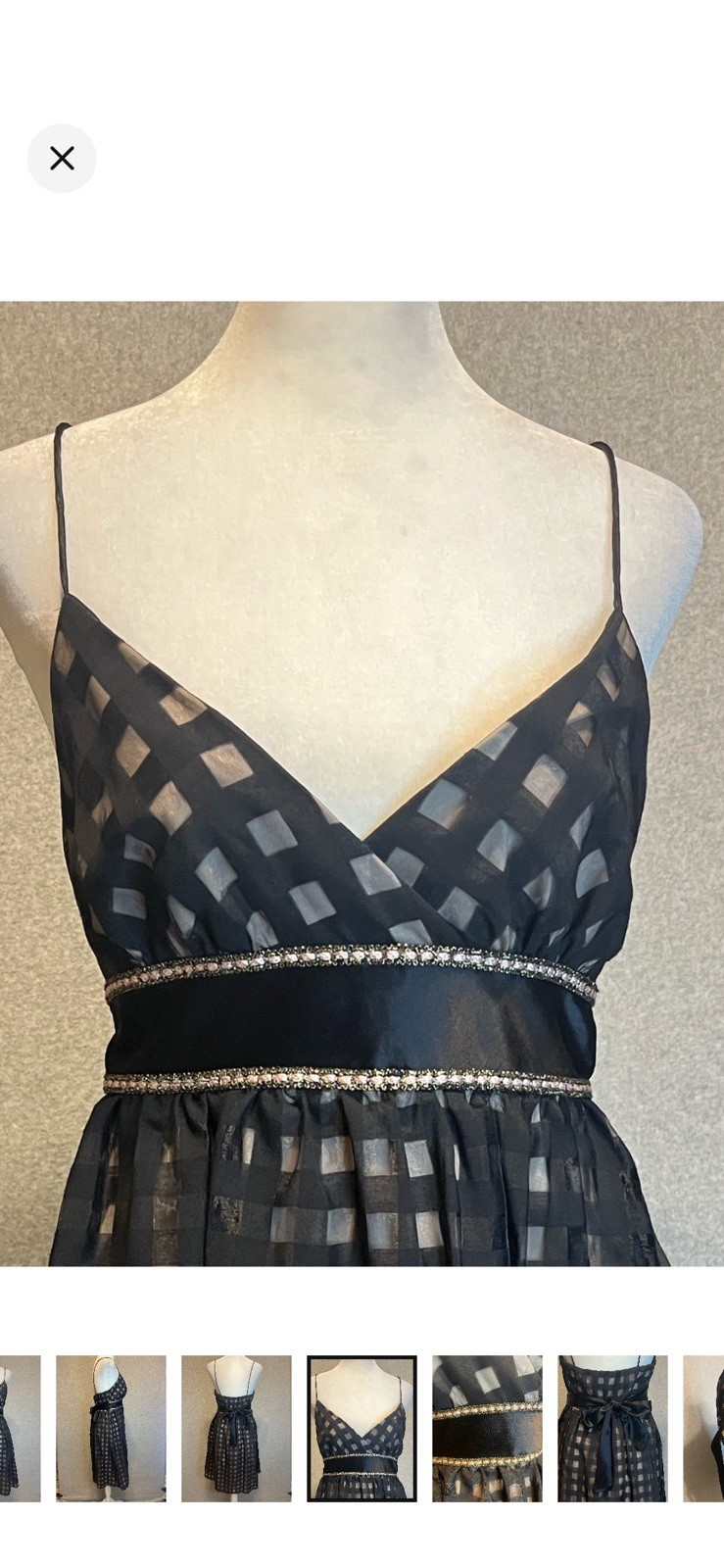VTG 90s Teeze Me Black Formal Party Dress Fit + Flare Babydoll Sheer Straps NWT