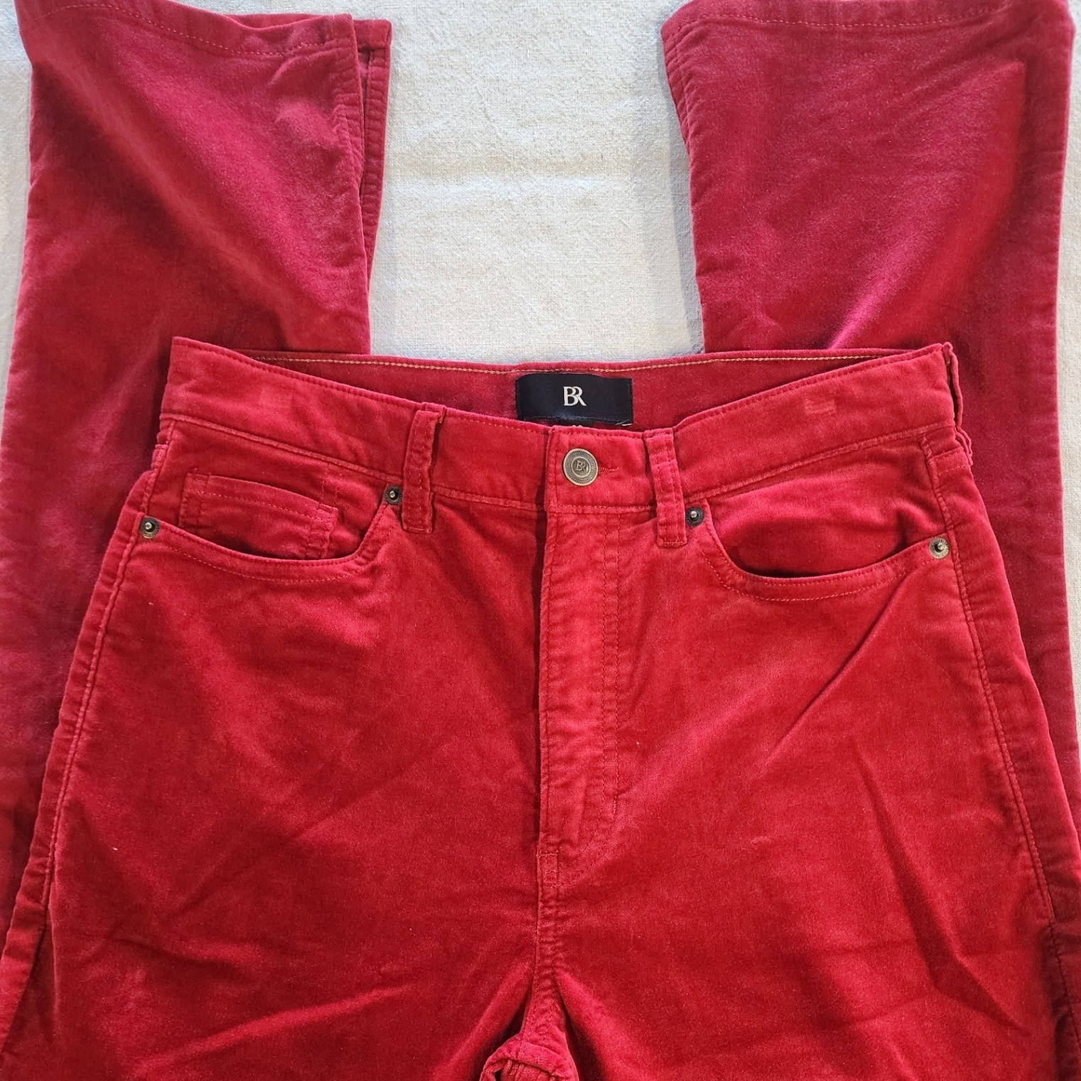BR Red Velvet Split Inner Hem Pants Y2K Holiday boho indiesleaze festival party