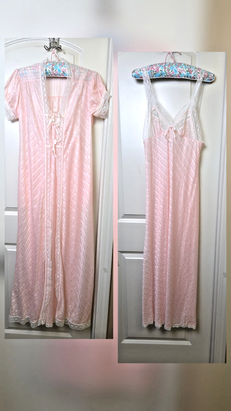 VTG Carole Hochman for Chevette Nightgown Peignoir Set Gown Robe Lingerie Size P