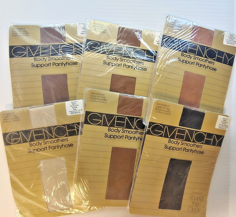 1983 Vintage NOS Givenchy Body Smoothers Support Pantyhose Lot of 6 Size Regular