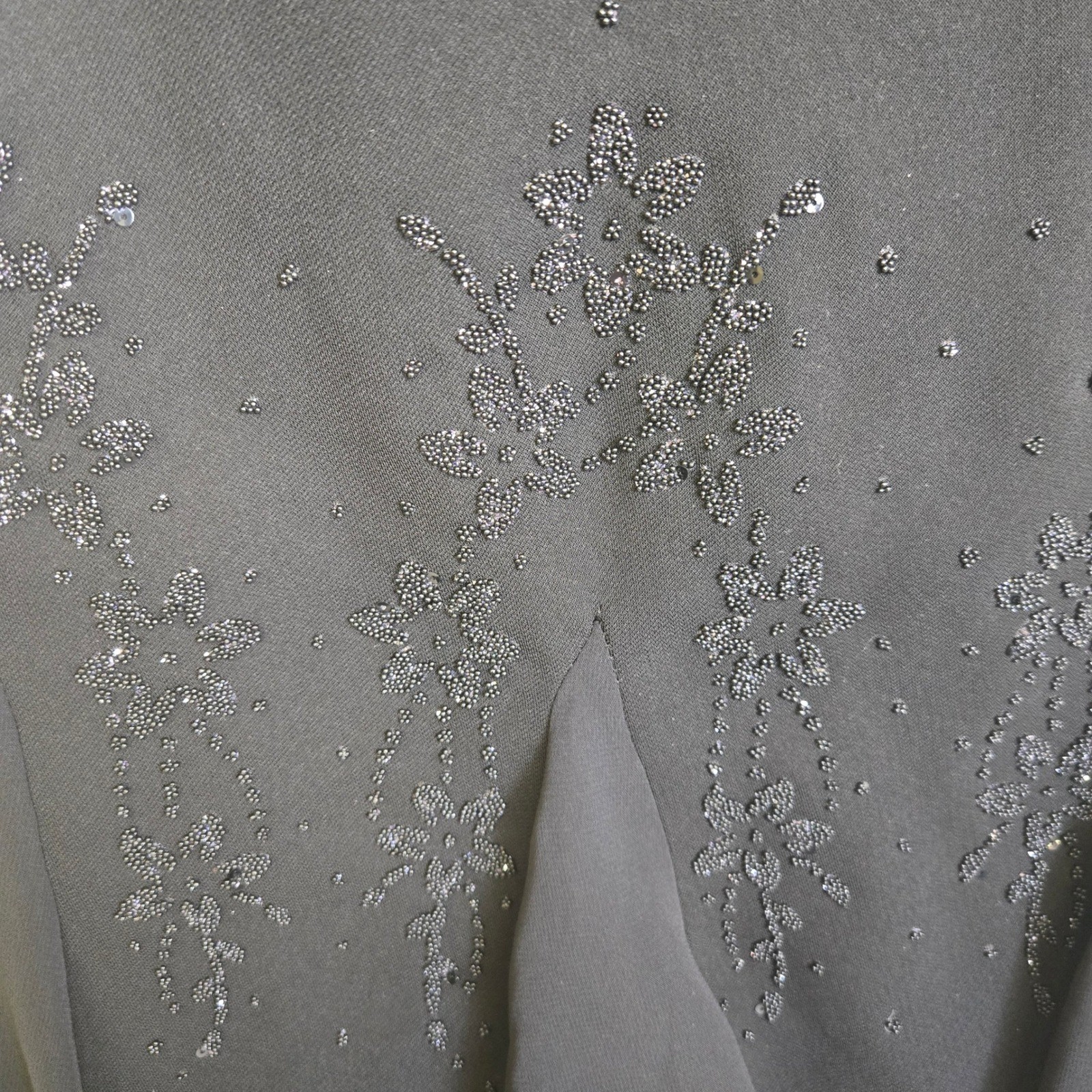 SL Fashions Evening Dress & Bolero Jacket Black Sequin Embellished 2 VTG READ