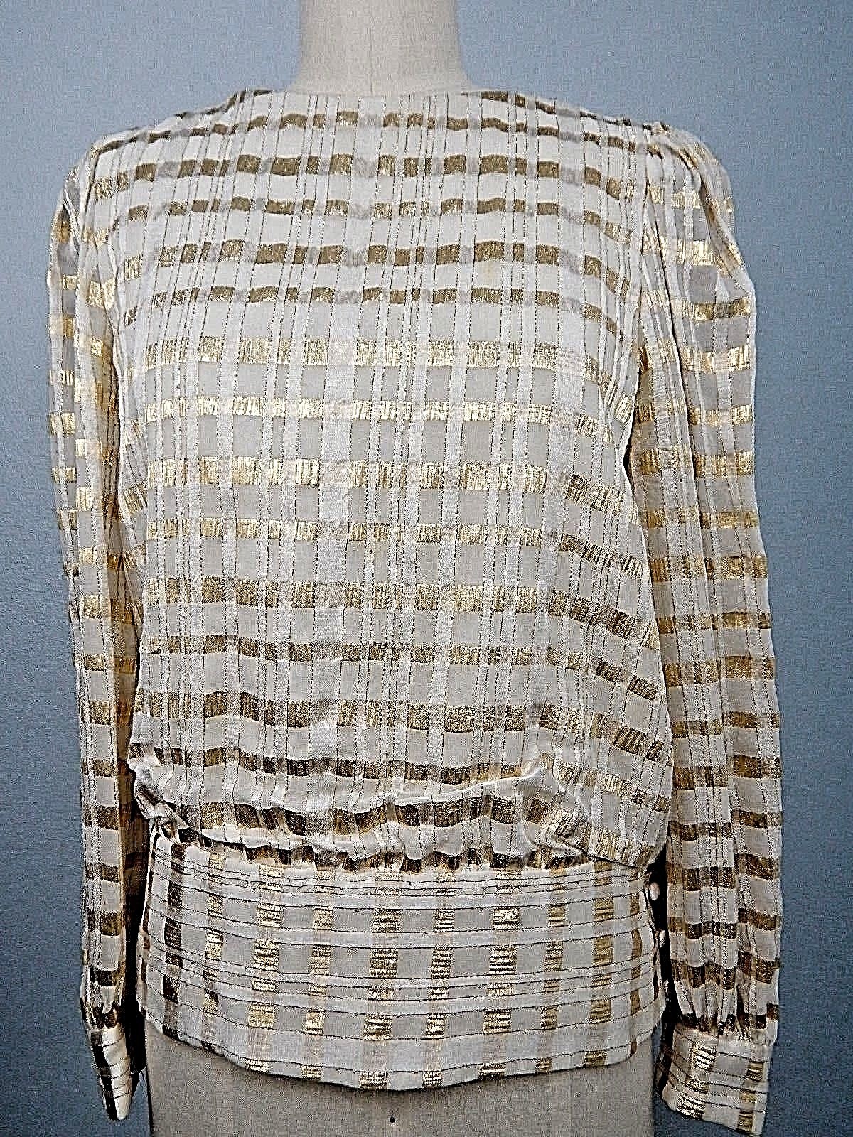 Vintage Rimini Womens Top Evening Wear Lined Gold Ivory Sz M Made USA Union
