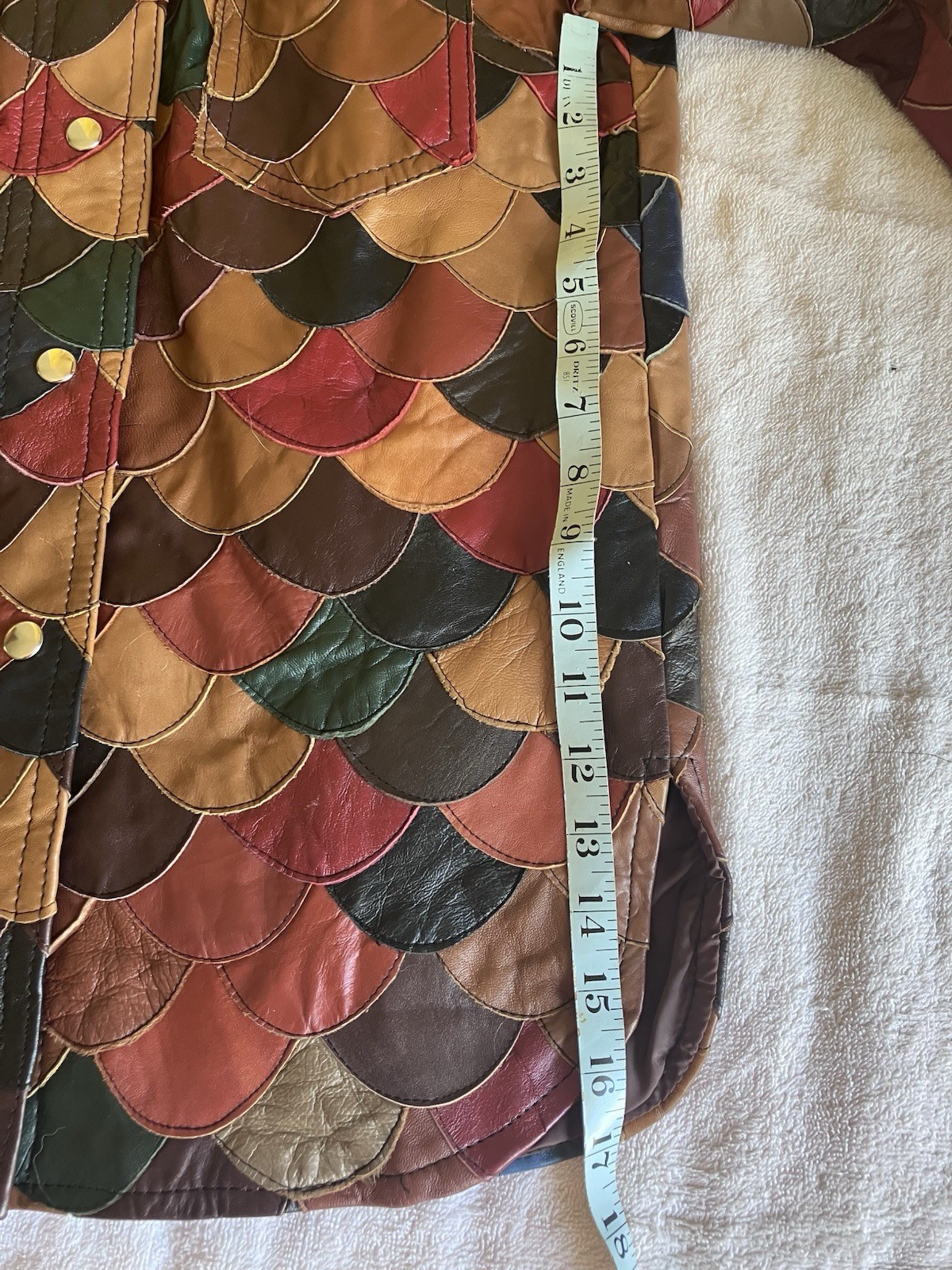 Vintage 70’s Multicolor Patchwork Leather Jacket Brown Red Green Blue Tan