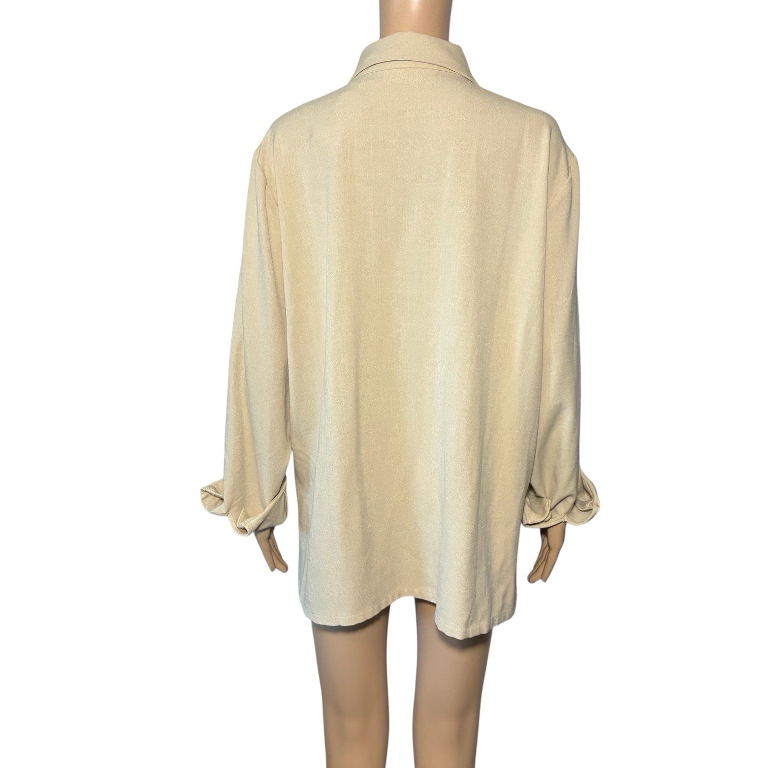 Vintage Brownstone Studio Women’s Shirt Size 1X Tan Long Sleeve Embroidered