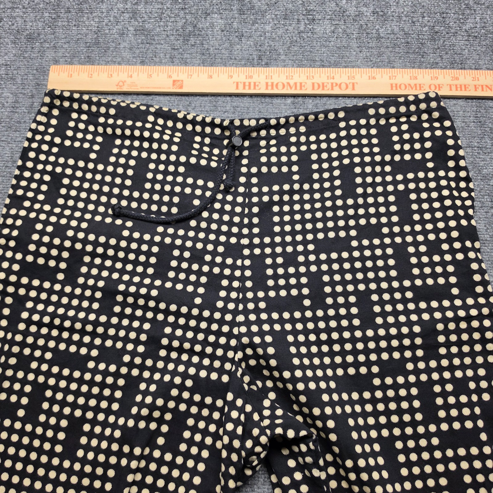 Vintage SKIDZ Pants One Size Fits All Black Cream Dot Grid Drawstring