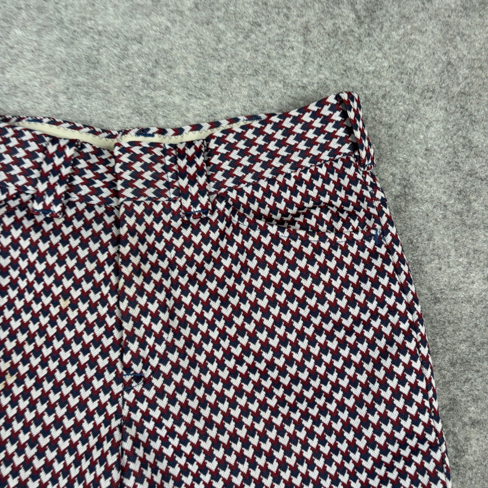 Montgomery Ward Pants Womens 24 Vintage 70s Geometric Flare Leg Red Blue White