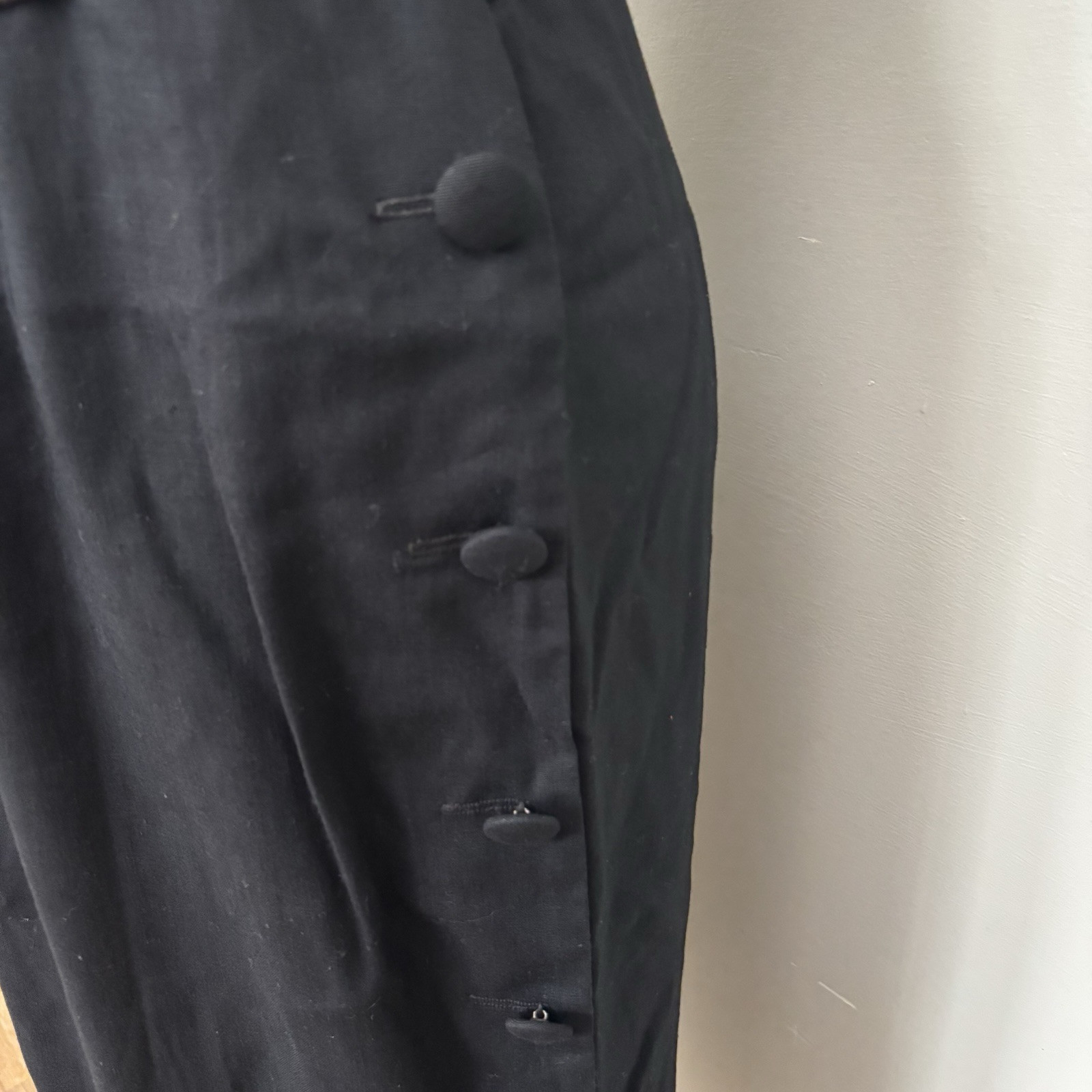 VTG Yves Cossette Depeche Mode Black Midi Dress-Linen Blend-Belt-Side Button-12P