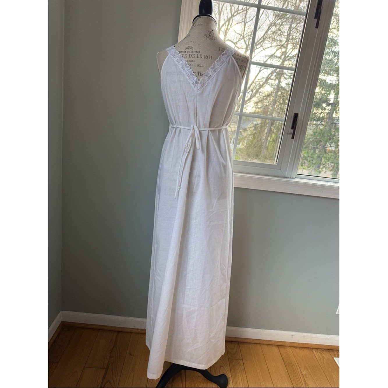 Sears Vintage embroidered bird floral cotton gown and duster set NWOT small