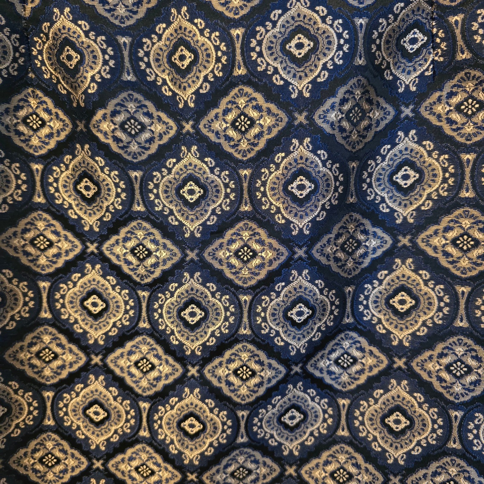 Jonathan Martin Vintage Brocade 2 Piece Set Crop Top Mini Skirt Navy Gold Sz 13