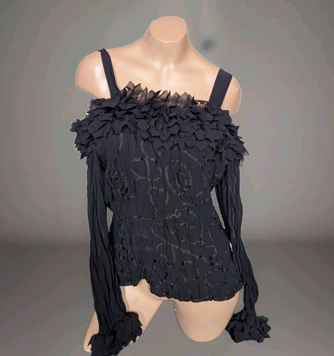 Vintage 1990s Samuel Dong Cold Shoulder Whimsygoth Fairy Avant Garde Blouse Sz L