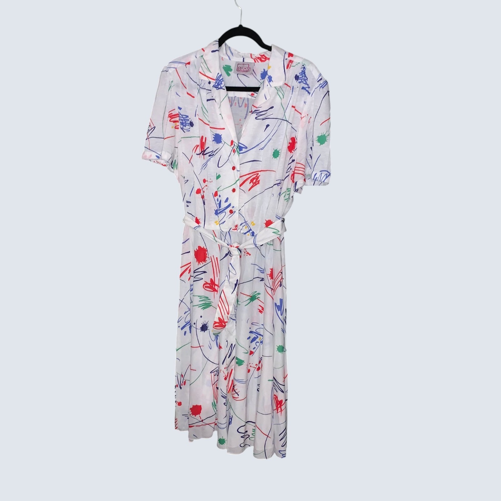 Vintage Coolwear 1980s Abstract Paint Splatter Dress – Modern Size 14/16