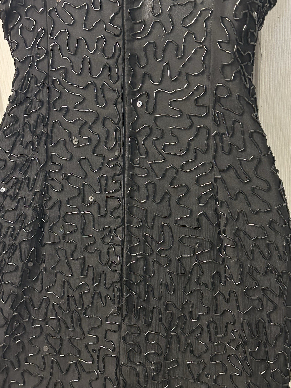 Vintage Lawrence Kazar Black Beaded Party Dress Old Hollywood Marilyn 50s READ