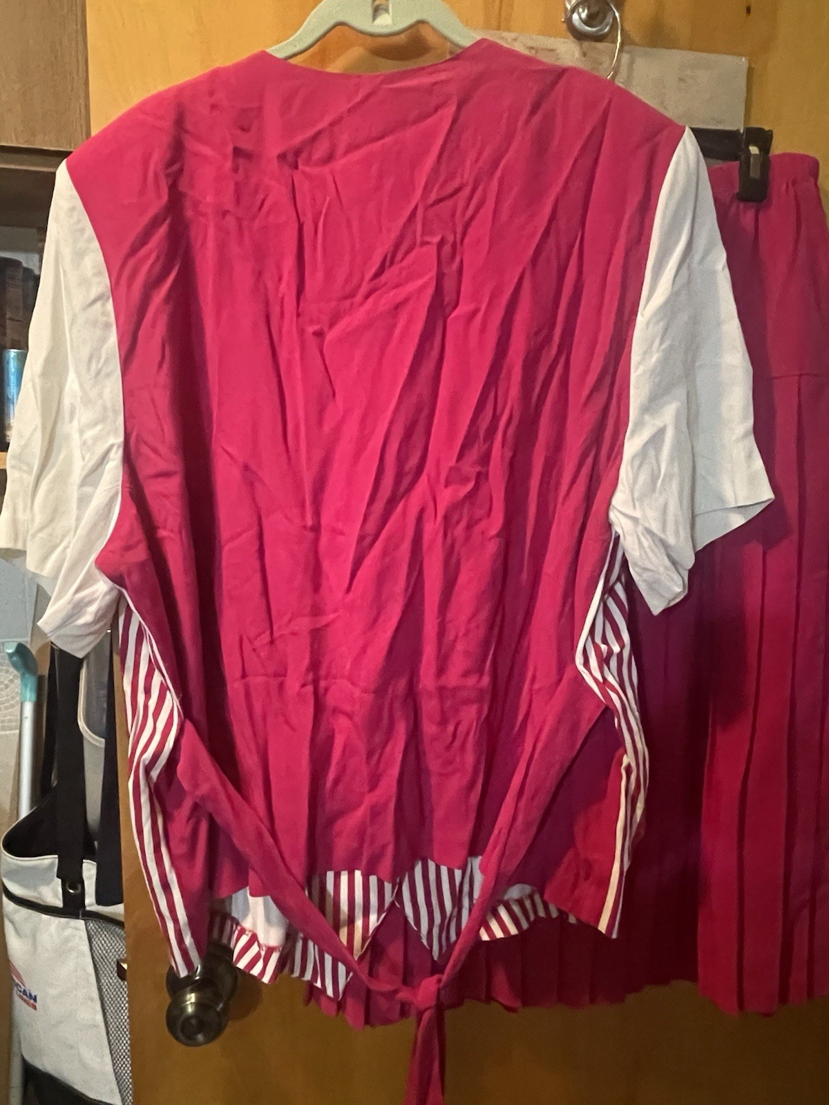 vintage POSITIVE INFLUENCE pink pleated skirt set women 20W 2X short sleeve