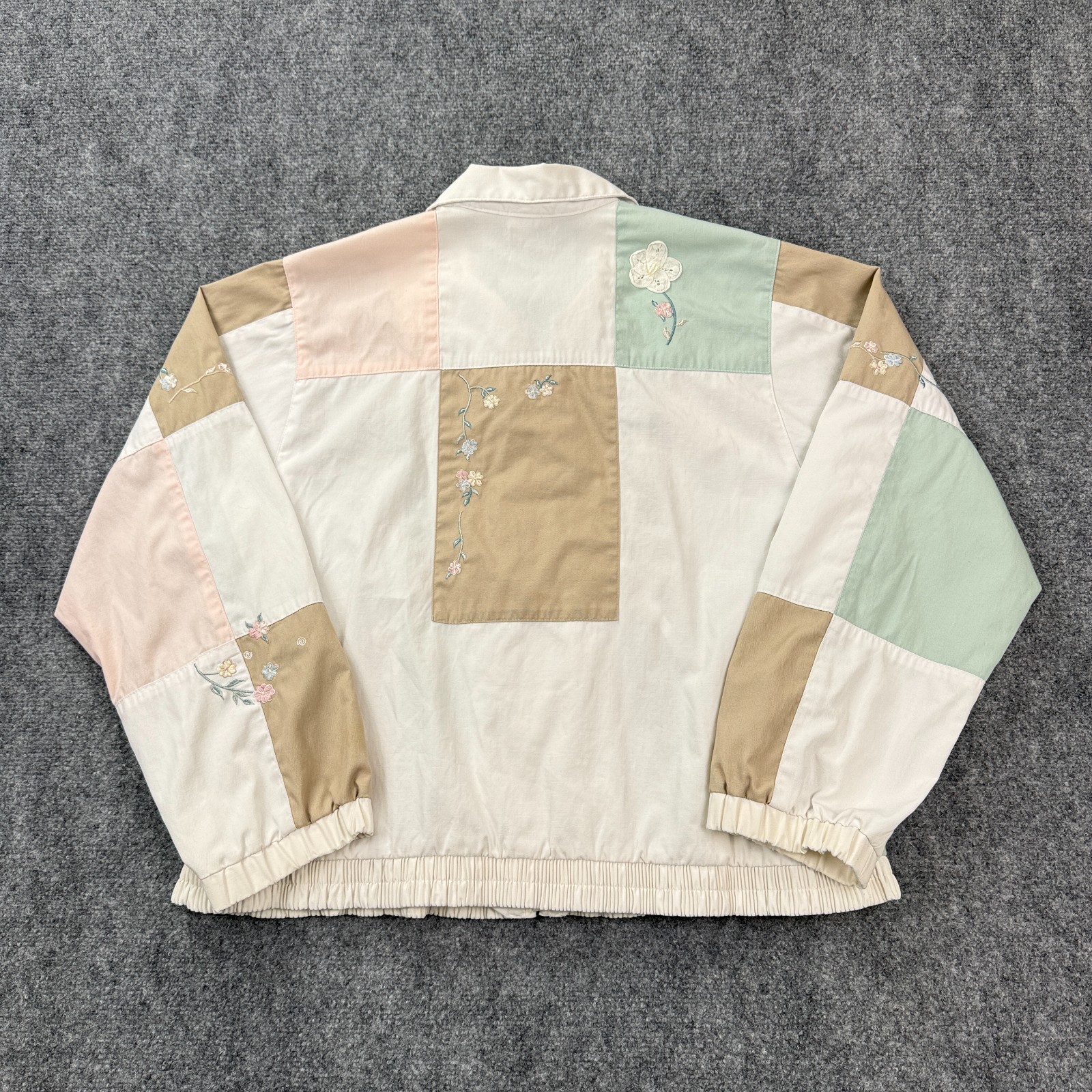 Vintage Koret Francisca Womens Jacket Size M Floral Patchwork Embroidered Zip
