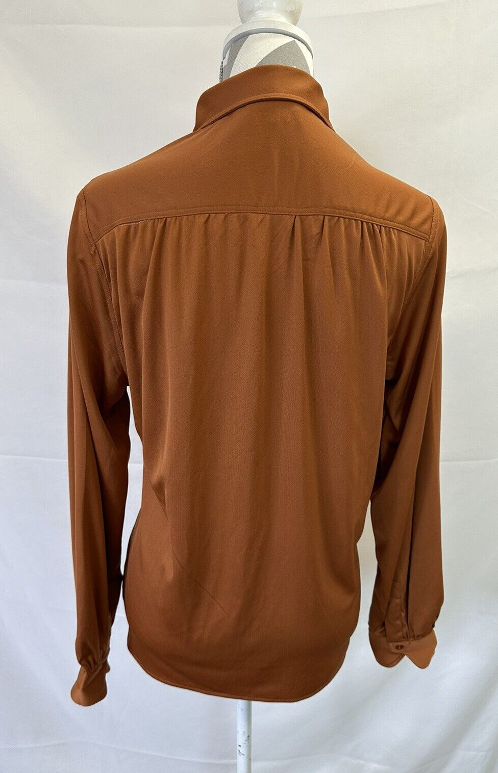 VTG 70s ALBEE brand Shirt WOMENS 16 Long Sleeve Rust Brown Button Front Blouse