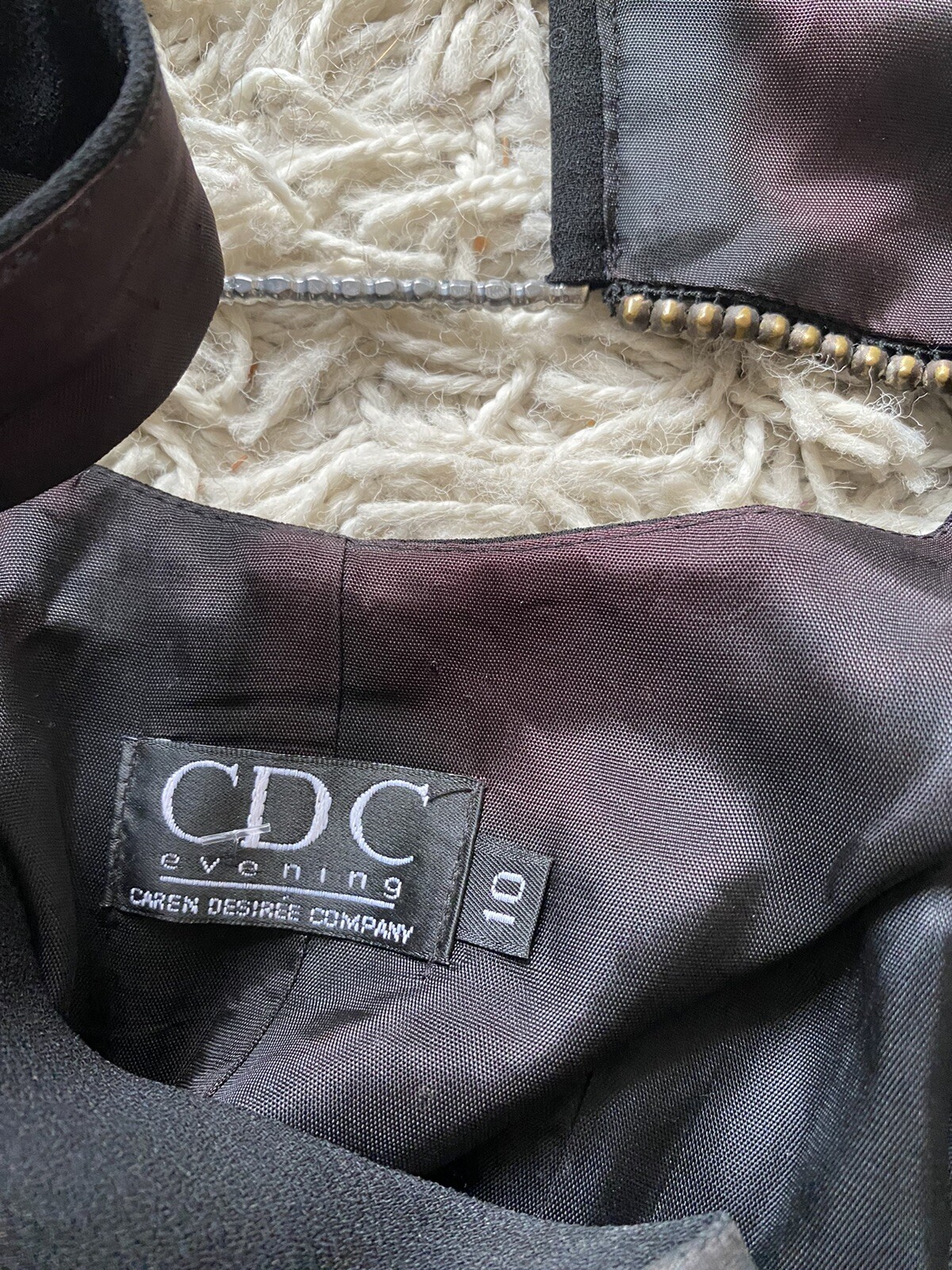 Vintage Dress CDC Evening Caren Desiree Black Crystal Long Gown 10 Maxi