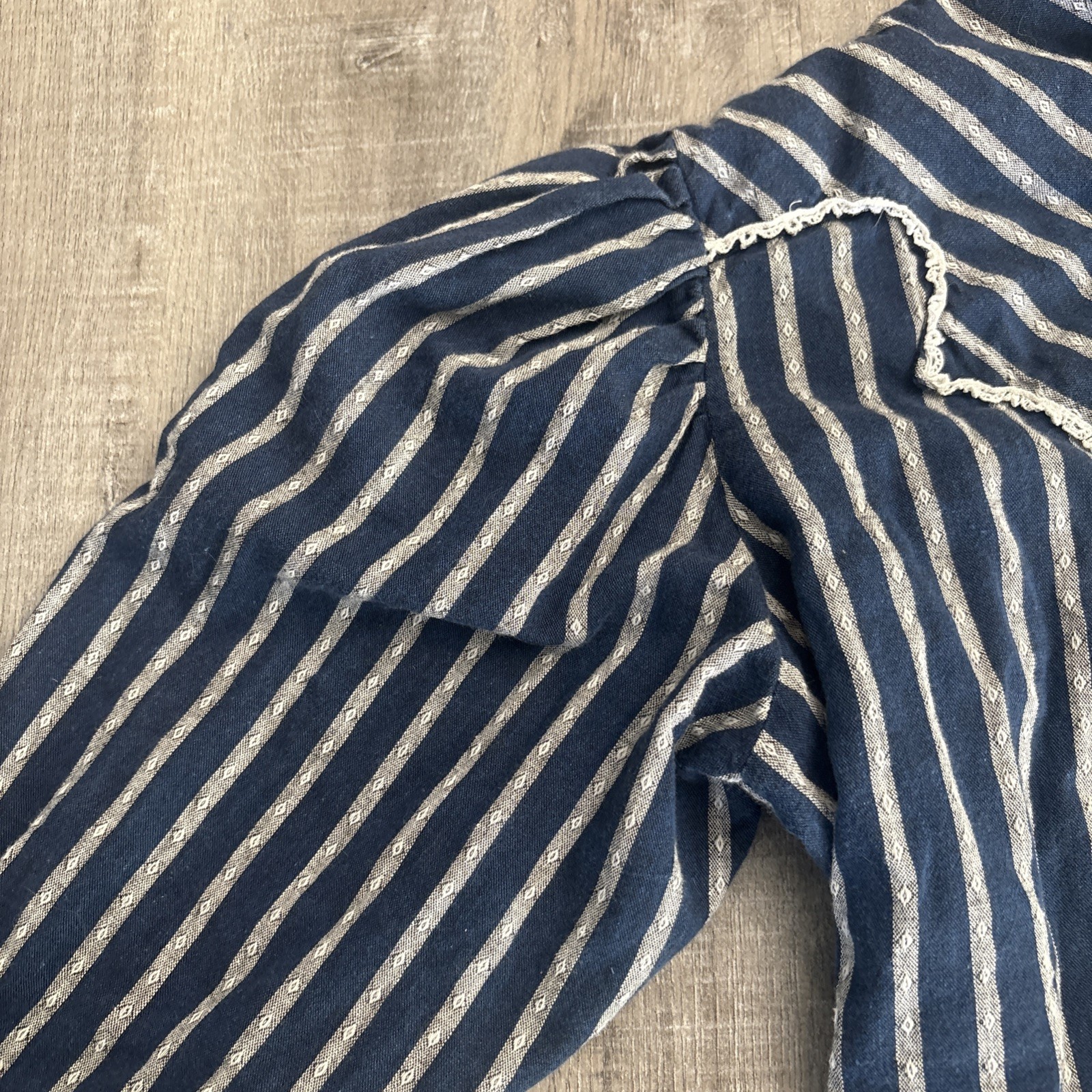 Vtg Miss Rodeo America Prairie Western Blouse Blue Stripe Puff Sleeve Cowgirl