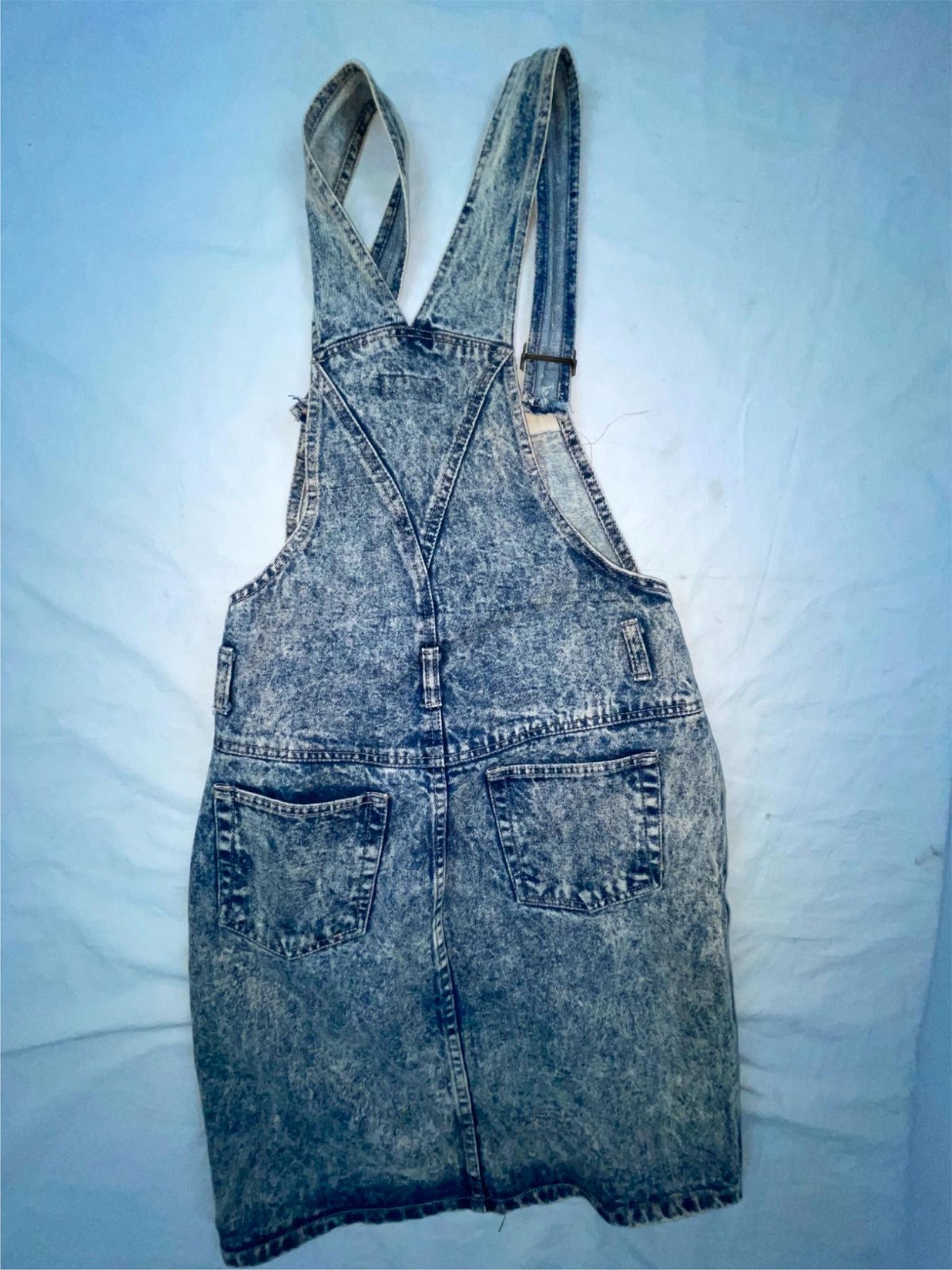 VTG 80S 90S WOMENS 5/6 S ACID STONE WASHED DENIM JEAN OVERALLS ROMPER DRESS