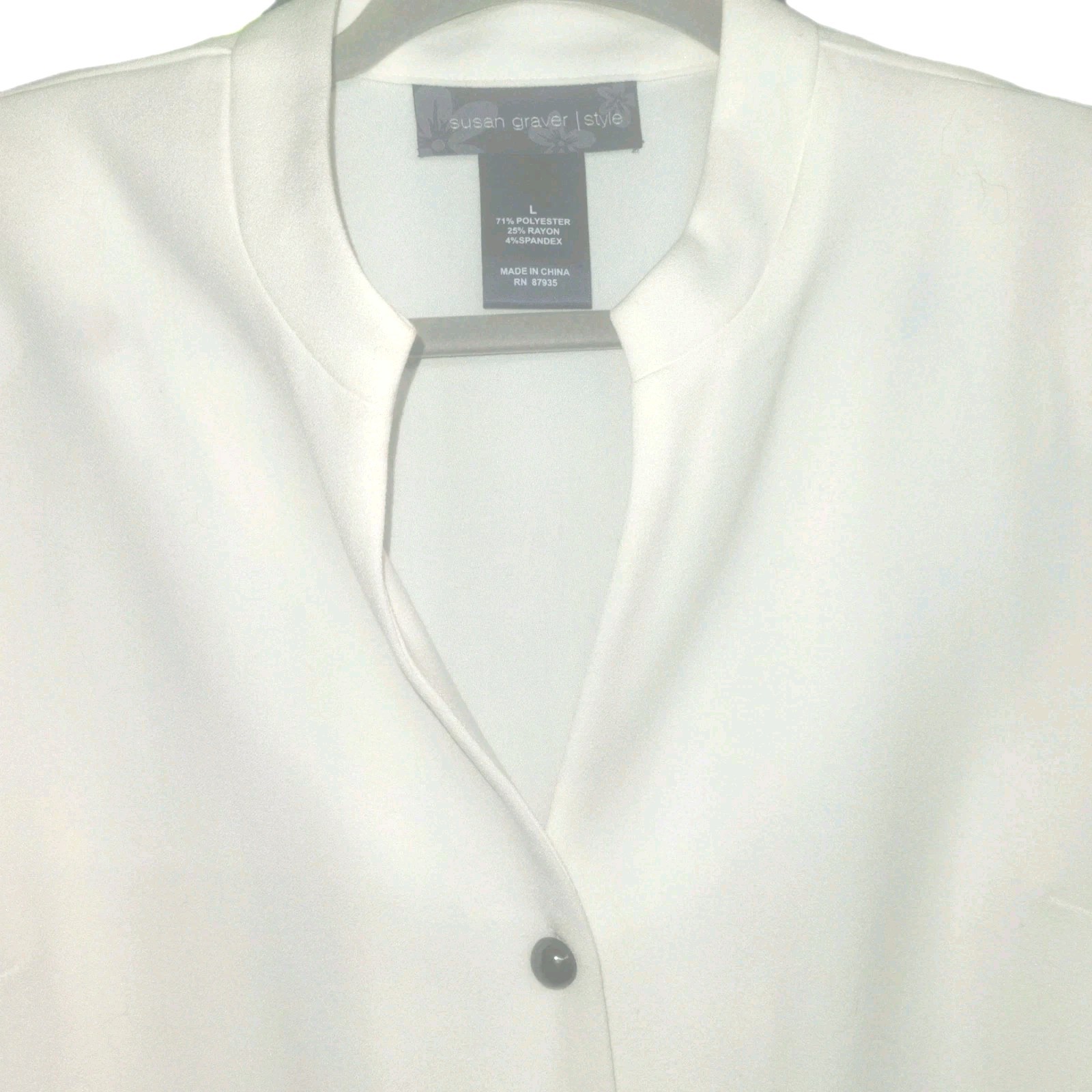 Susan GRAVER Women’s Large White Button-Down Long Sleeve Blouse