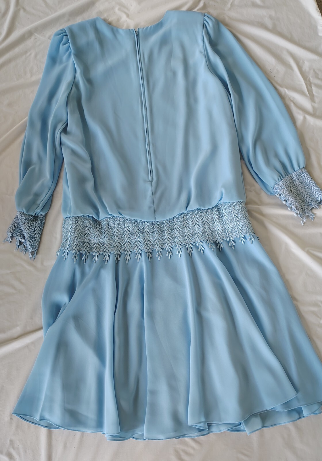 VTG Jill Robbins Dress Plus sz 14 Blue Wedding Mother of the Bride Granny core