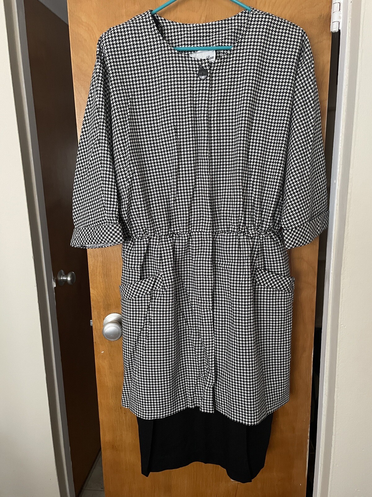 Vintage Sally Lou Made in USA Houndstooth Pattern Dress
