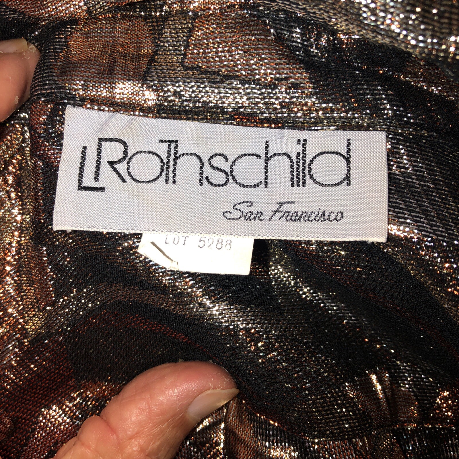 Vintage 80s L Rothschild San Francisco Gold & Black Velvet Brocade Jacket Size M