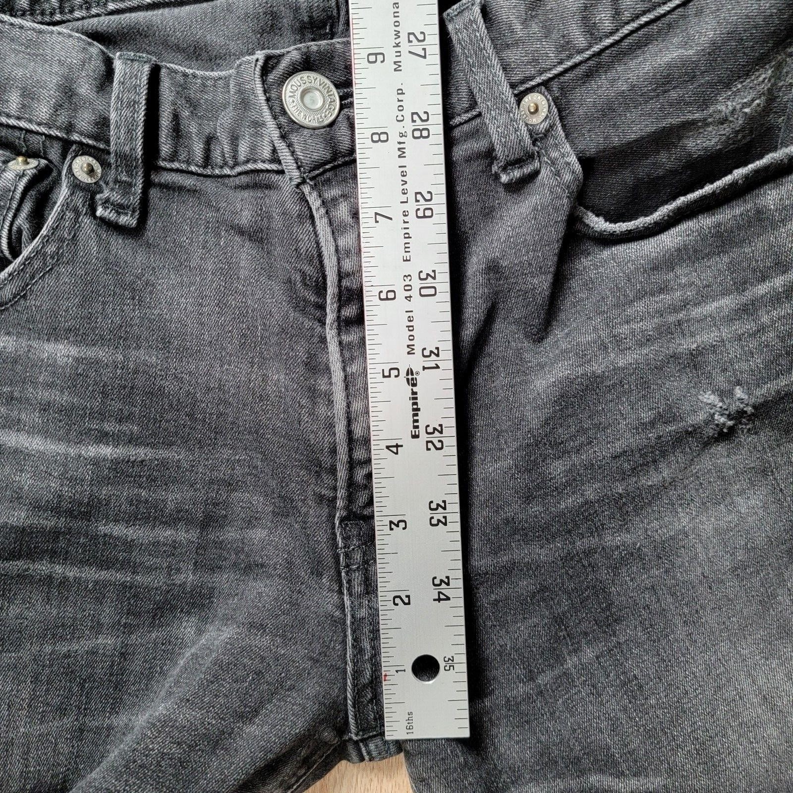 Moussy Vintage Jeans Womens 30×27 Gray Skinny Denim Distressed Whiskering Japan