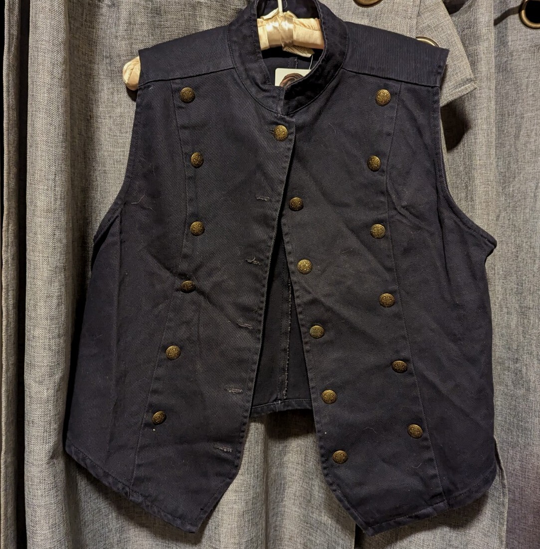 Vintage 80s Bonjour Military Denim Vest WITH TAGS! New Wave