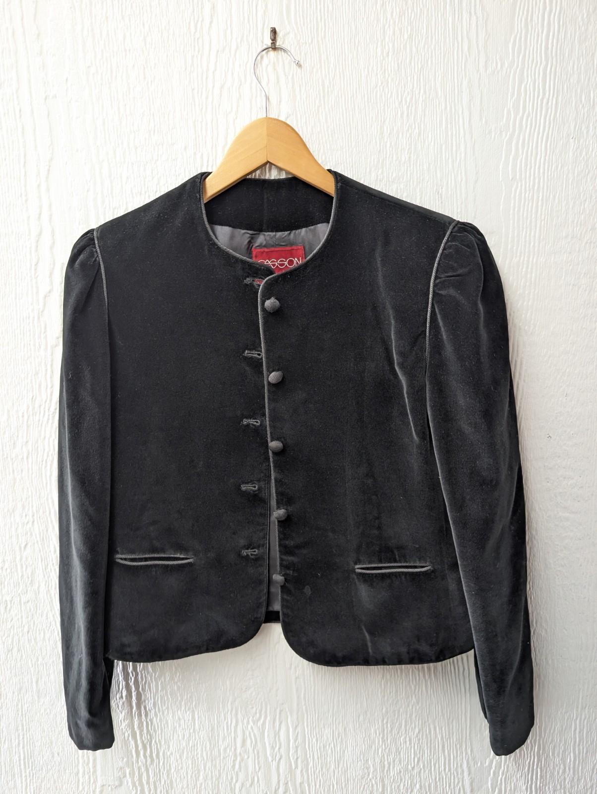 Vintage 80s Sasson Black Velvet Jacket Blazer Whimsigoth Glam Punk Retro 10/11