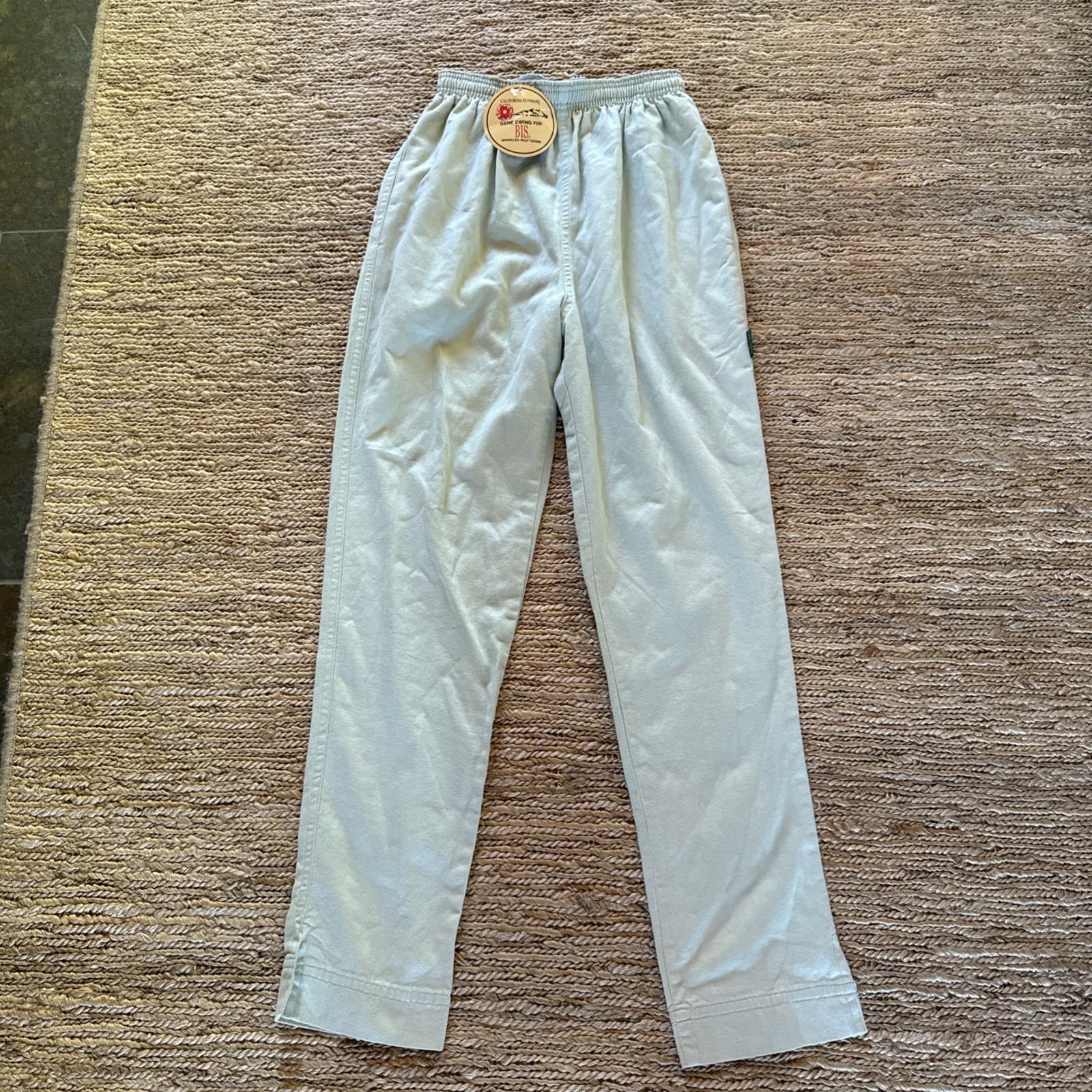 NWT vintage GENE Ewing BIS BIS mint green cotton elastic waist pant size P