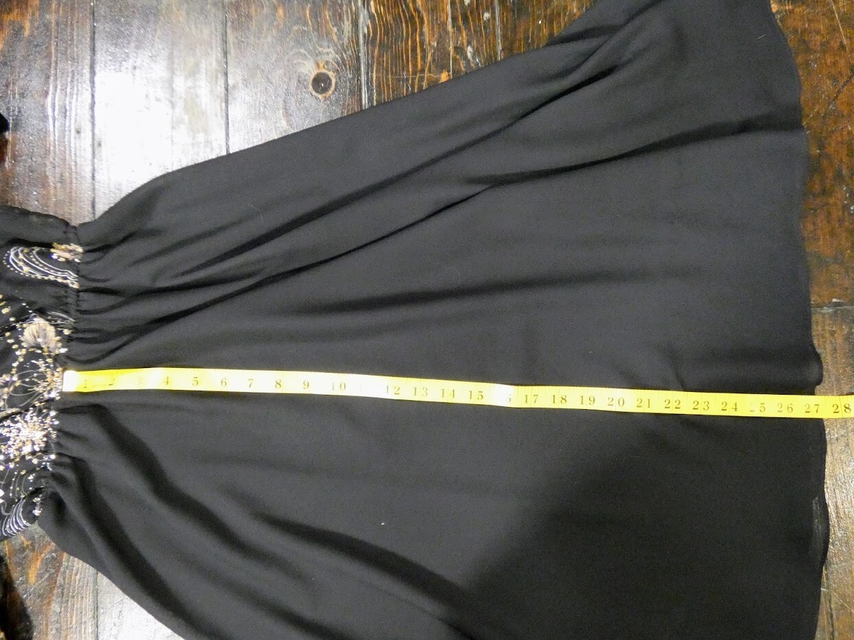 80s Vintage CONNECTIONS Black Puff Sleeve Silver Gold Glitter Dress ILGWU Small
