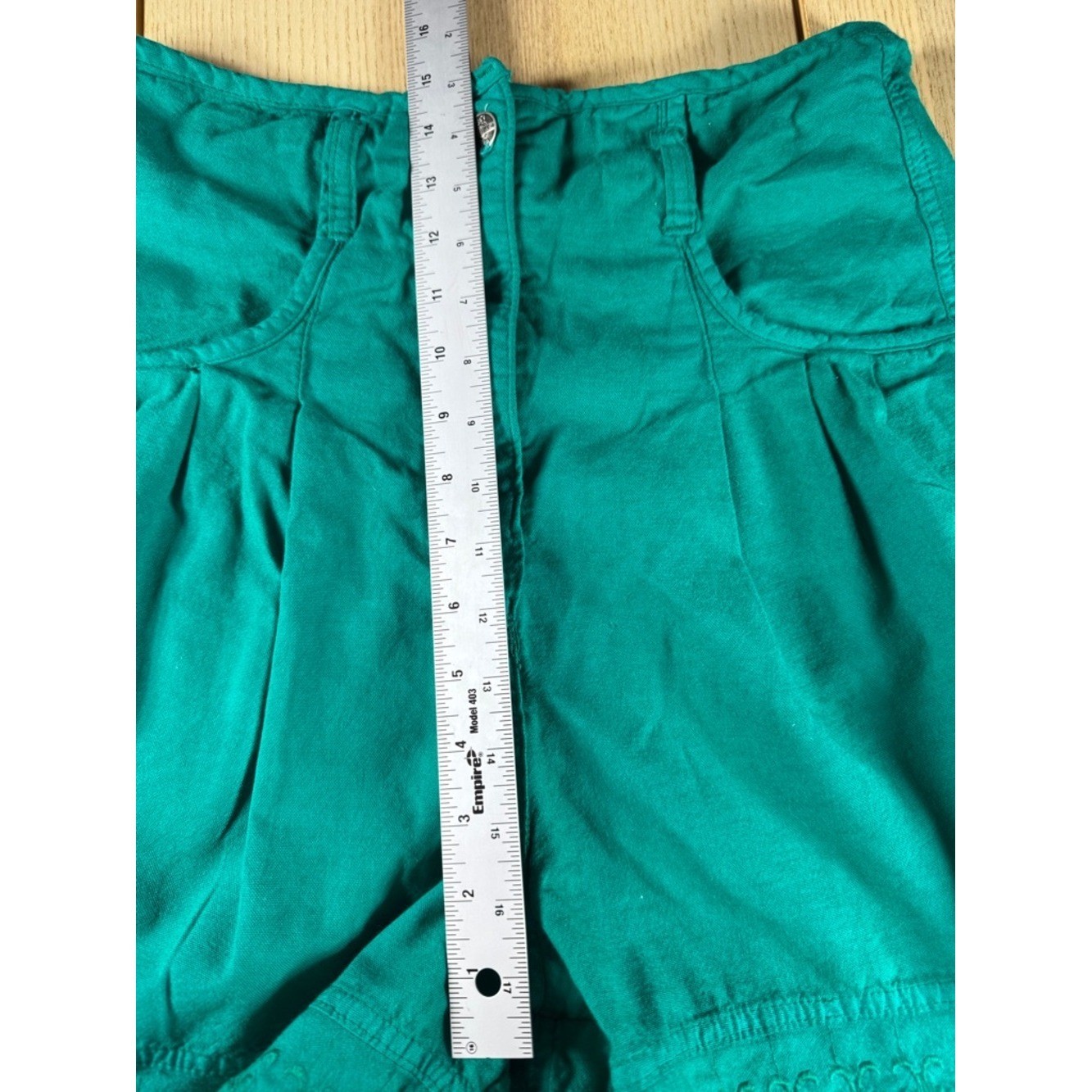 High-Waist Green/Teal Lace-Hem Vintage Y2K Women’s Shorts