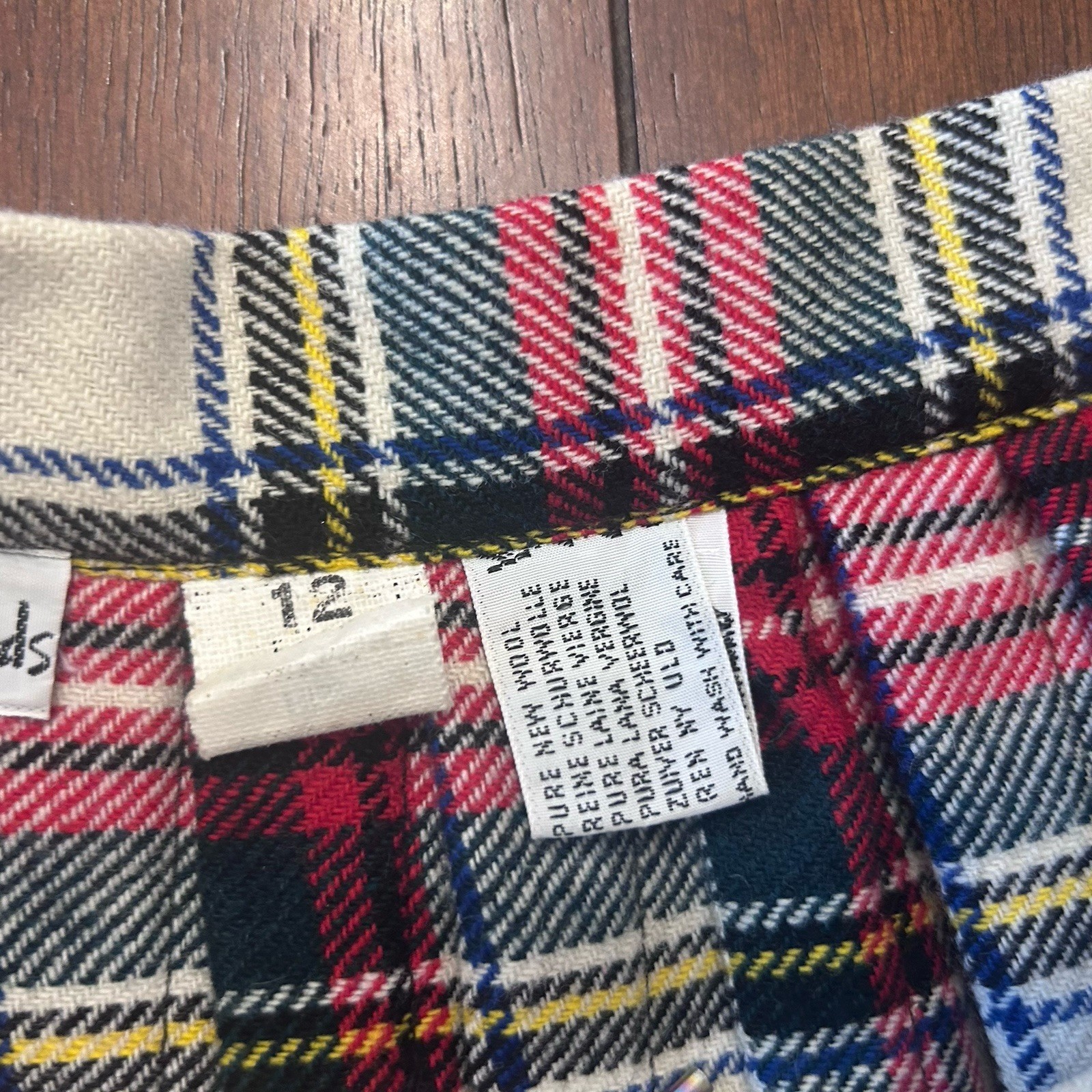 VTG Harrods Red Tartan Maxi Skirt Wool Old Money Plaid Academia Kilt Size 12