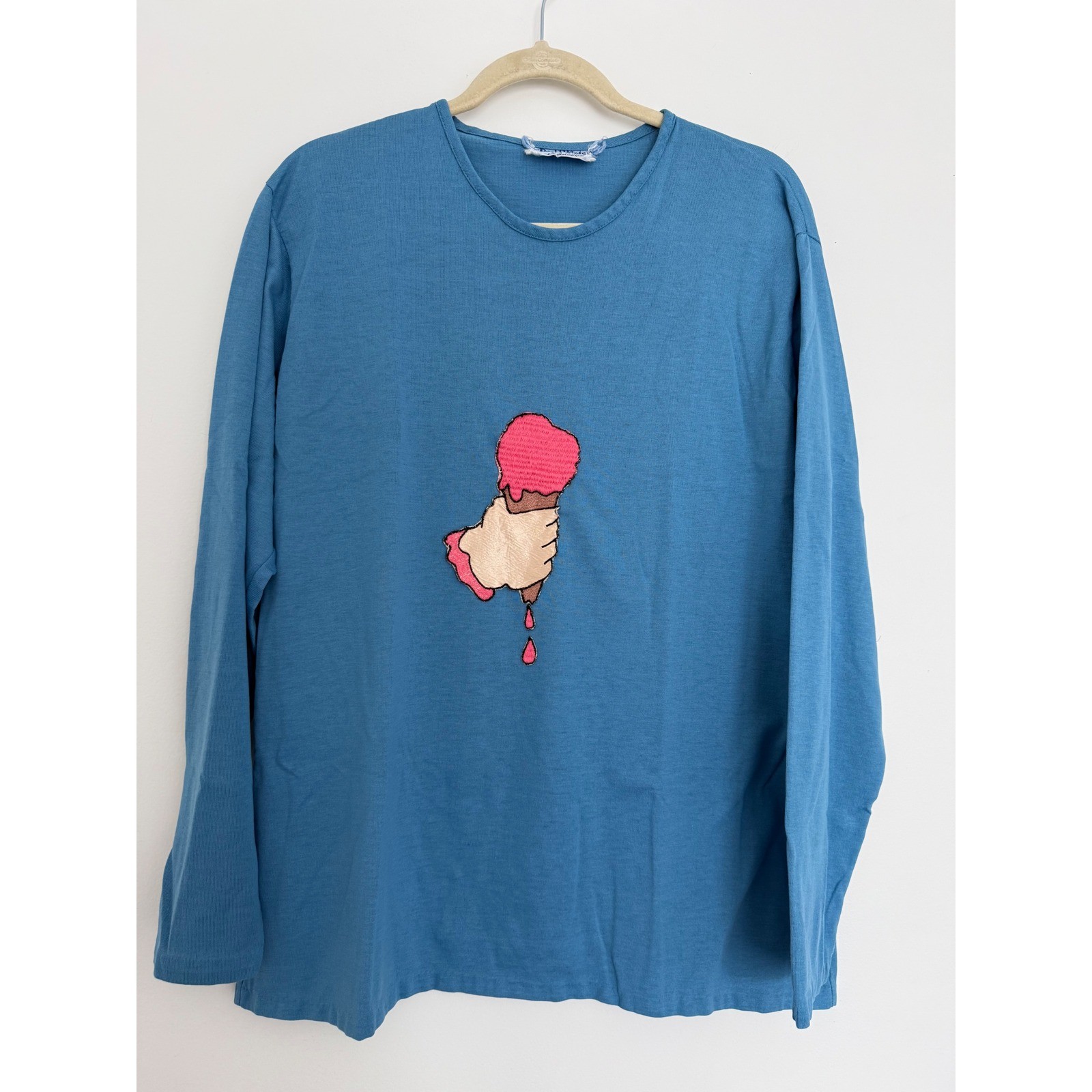Vintage David Winters/Lancer Pink Ice Cream Cone Art Shirt Blue No Size L-XL?