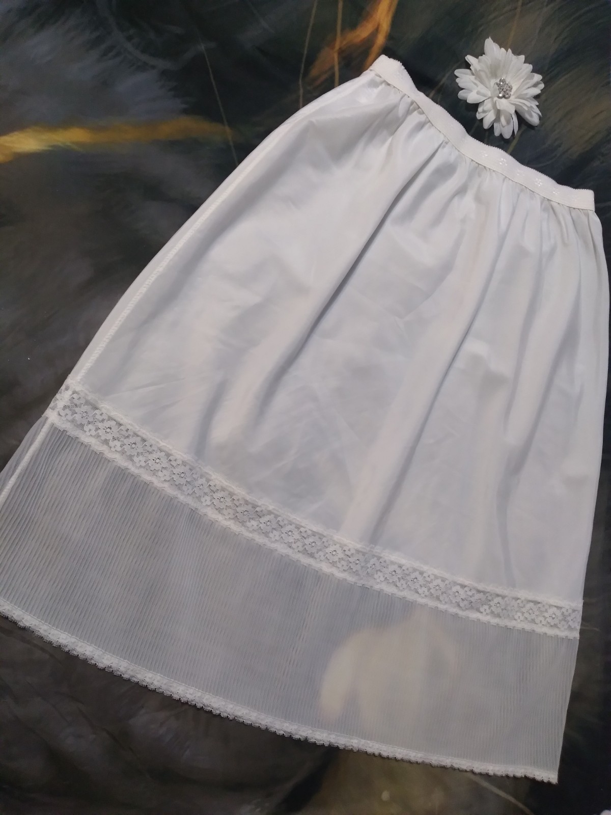 Vintage Dutchmaid Half Slip 34S White Poly Nylon Lace Sissy Vintage Lingerie
