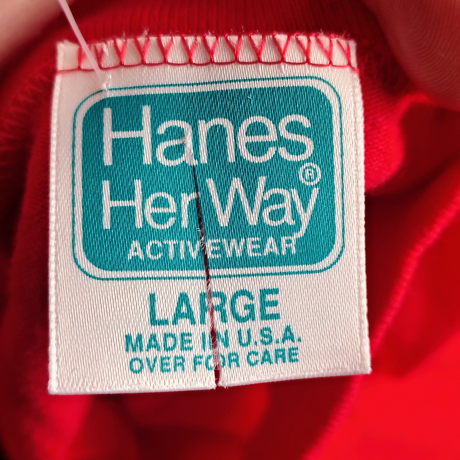 Hanes Her Way Vintage Red Mock Neck Sleeveless Top Cotton Made in USA Large