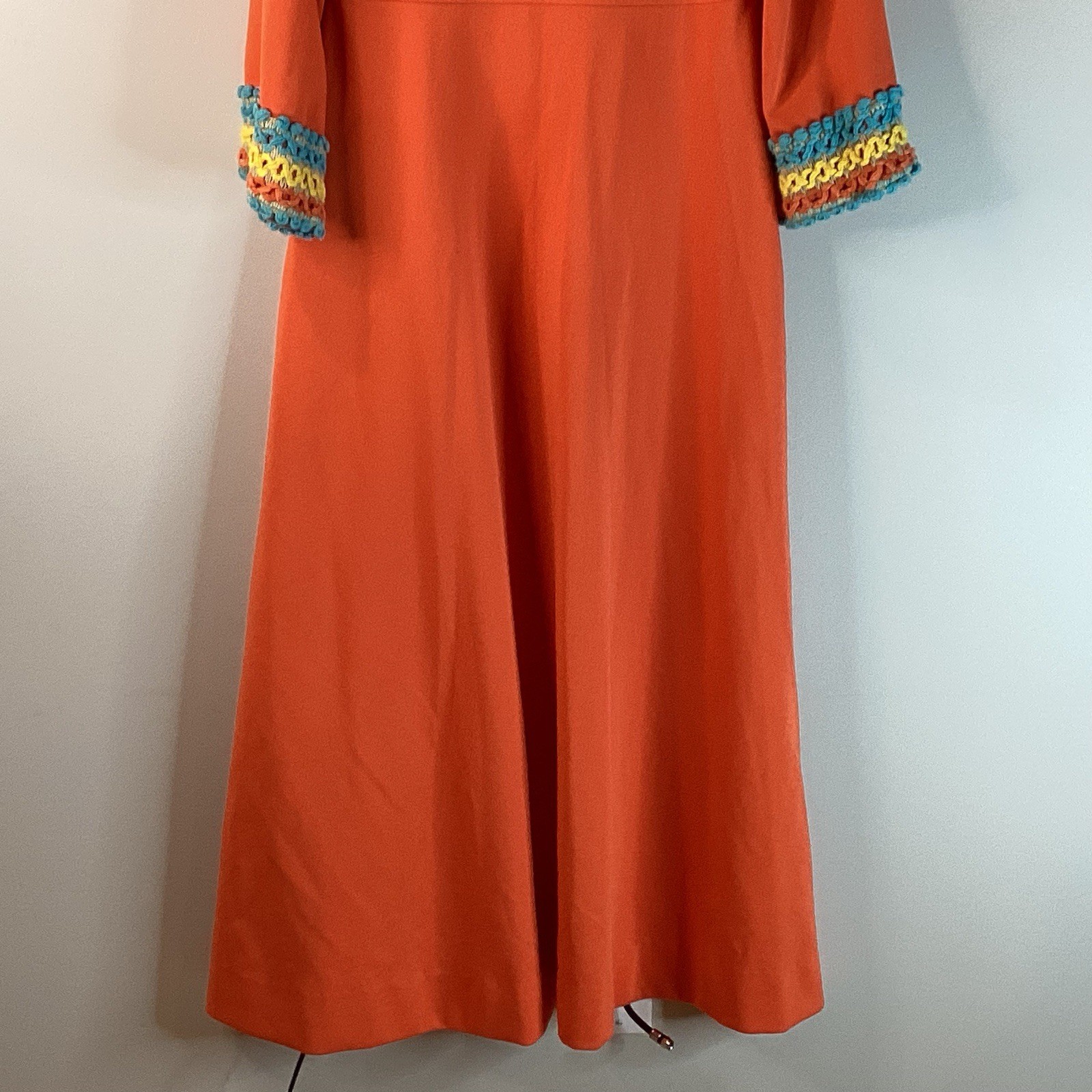 Evelyn Pearson House Dress 60s/70s Caftan Tunic Zip Up Dress Orange Large 3/4