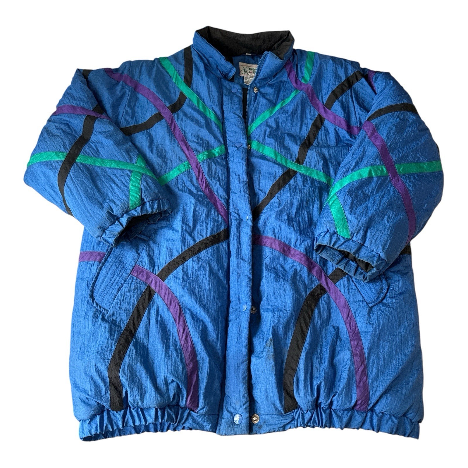 80s Haband For Her Vintage Puffer Colorblock Coat Jacket 3X