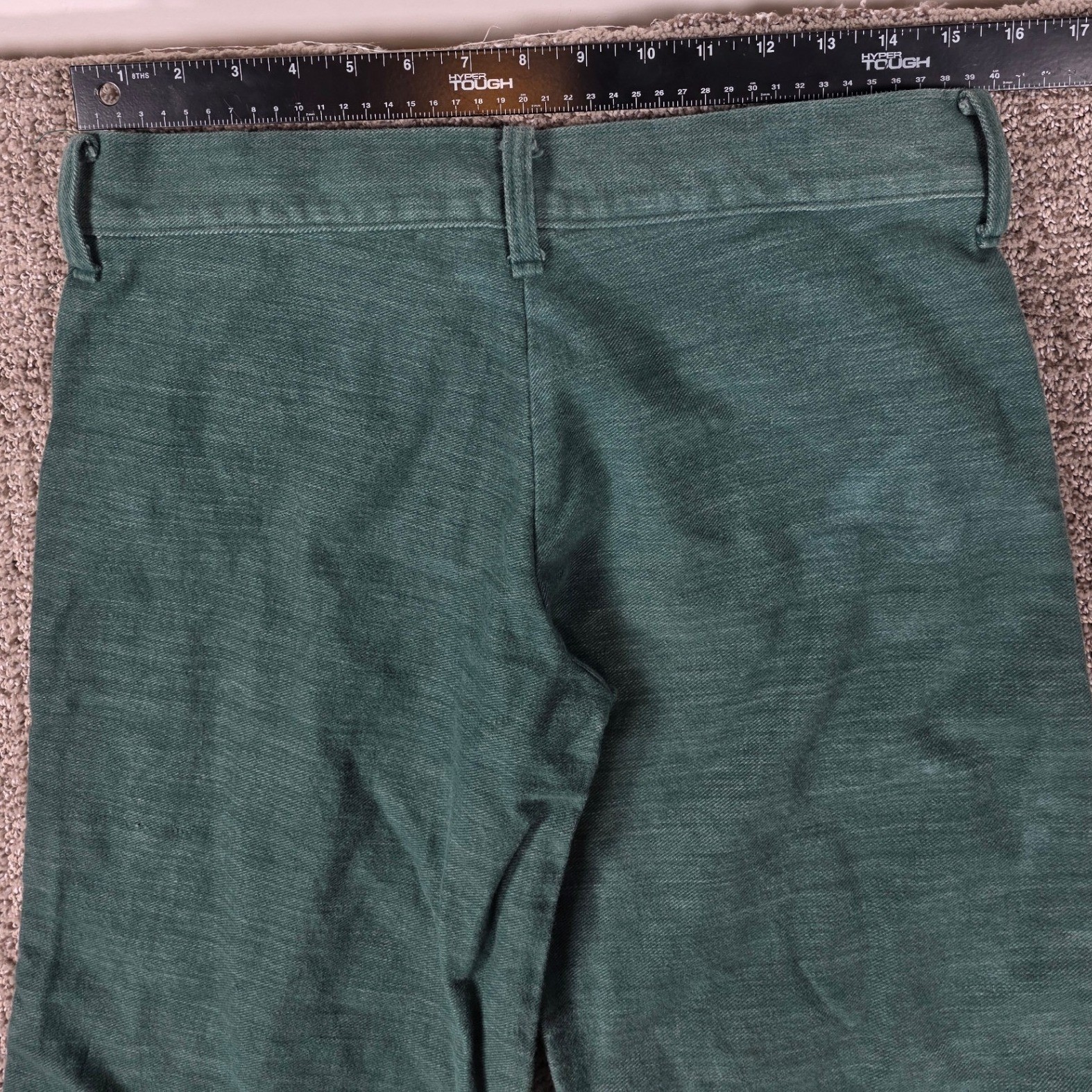 Vintage 70s Parkhouse Juniors Green Cotton Flare Leg Bell Bottom Pants 30×30