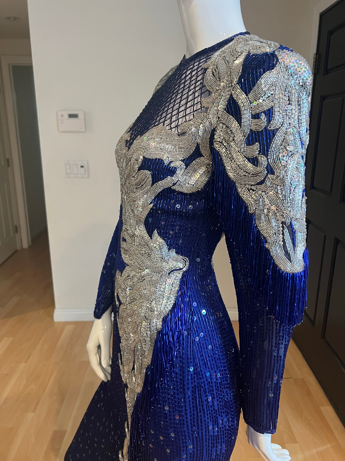 80’S VINTAGE NAEEM KHAN RIAZEE X LILLIE RUBIN EMBELLISHED BEADED GOWN SZ S SMALL
