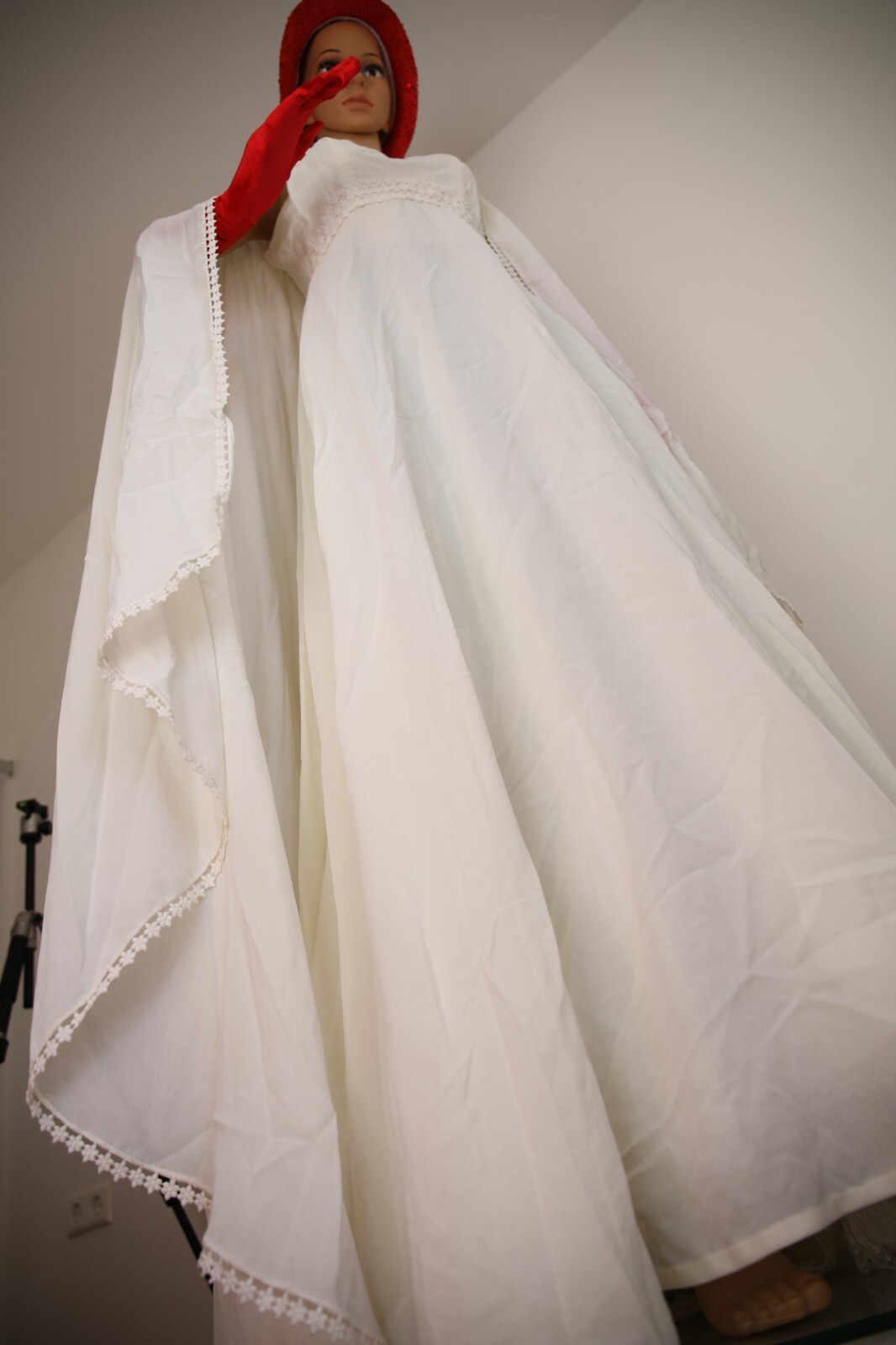 Rare Vintage Bridal Dress 1960’s Maggy Rouff Paris Couture Mod🌿Gown Cape