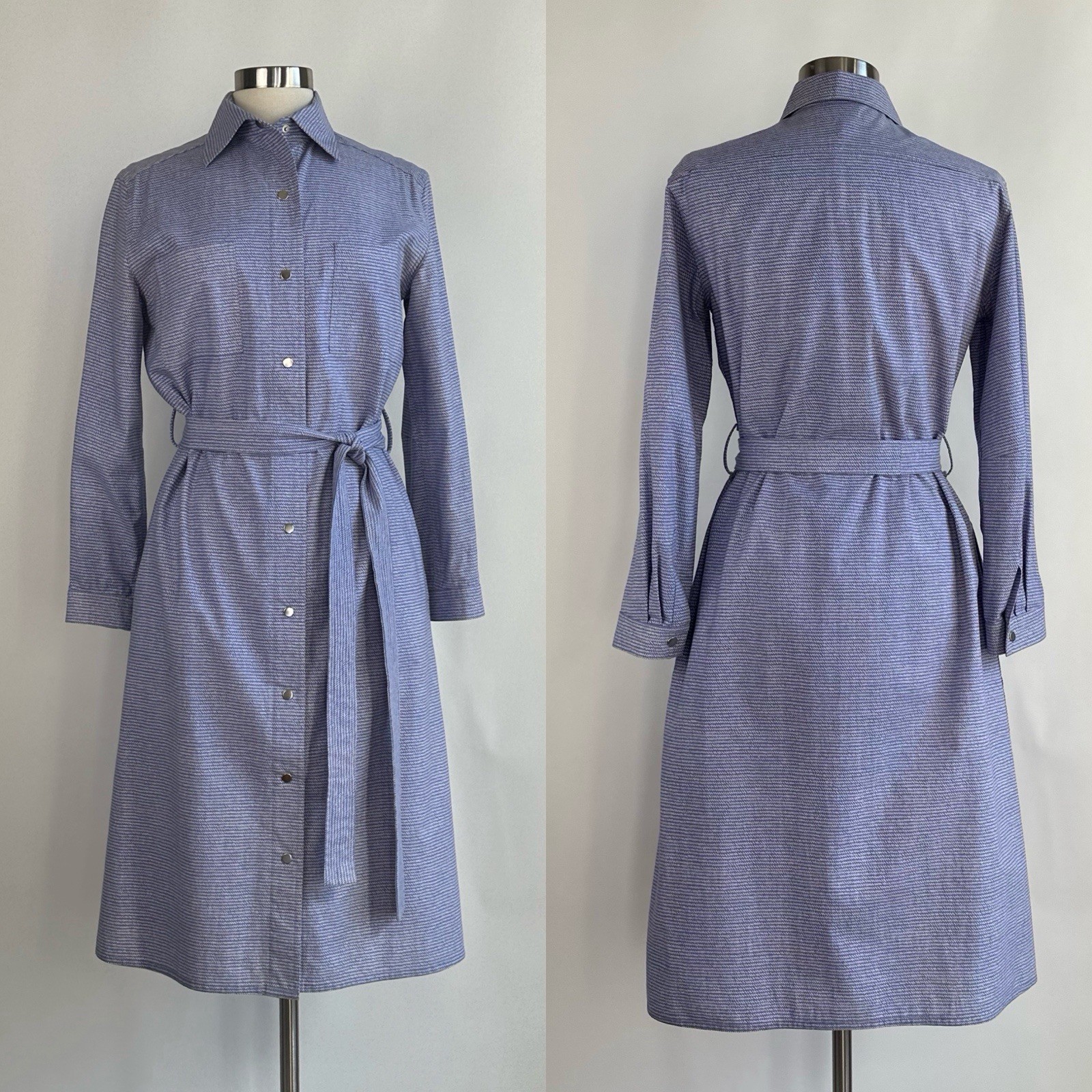 Vintage Vuokko Snap Front Cotton Shirtdress with Self Belt Size 38