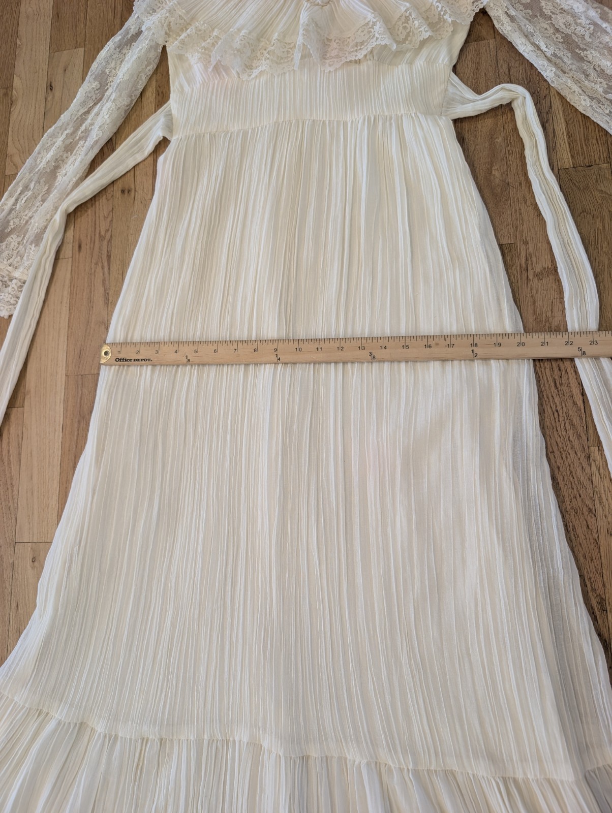 VTG 70s Prairie Maxi Dress Ivory Lace Victorian Revival S Boho Cottagecore Bride