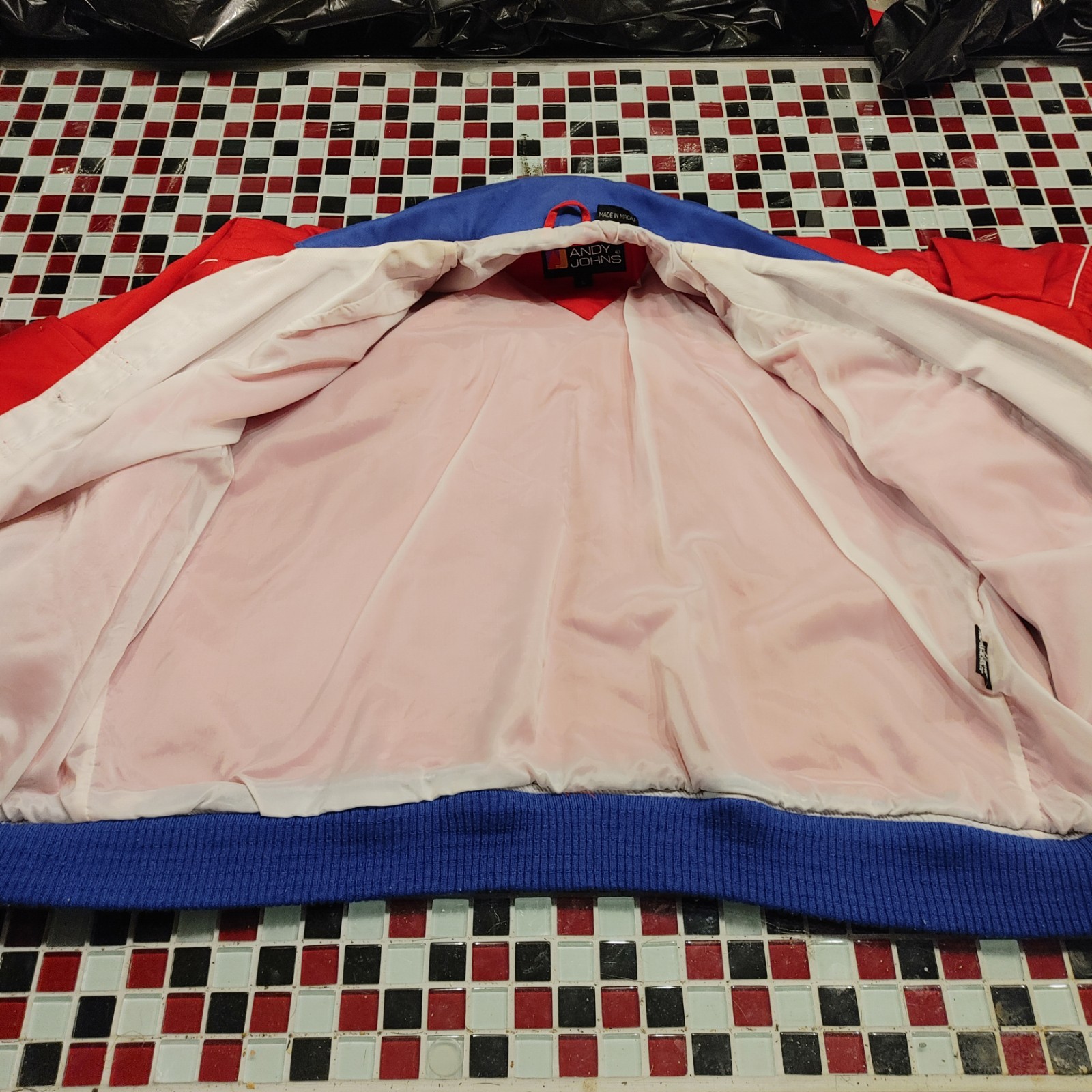 VTG Andy Johns Red Blue LARGE Womens Jacket Coat