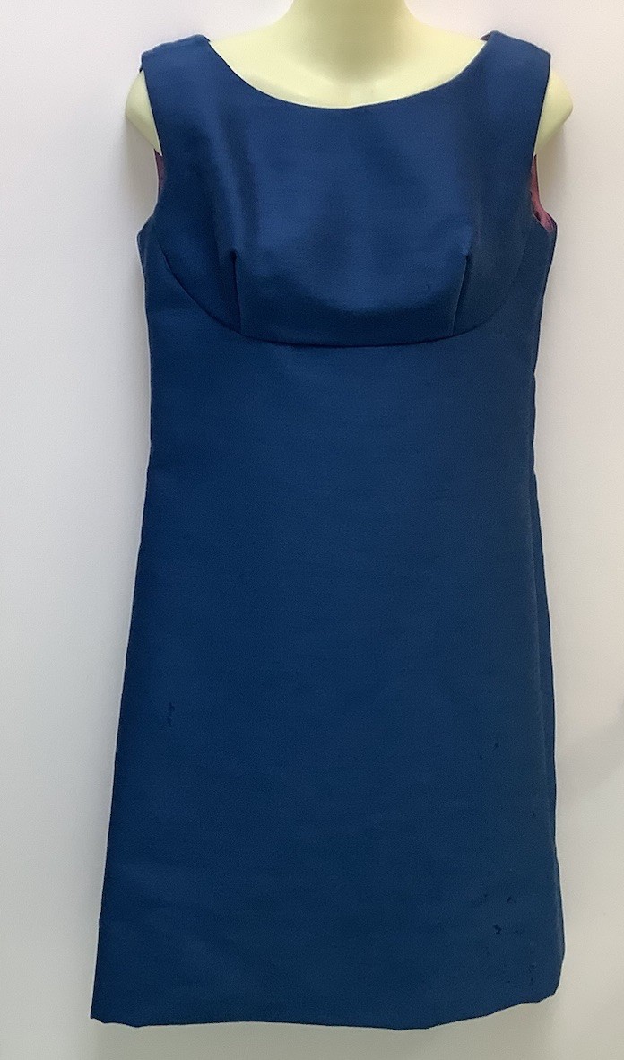 Vintage Gorgeous Blue Silk Shantung Shift Dress Size 7 Lined Debutante Wash. DC